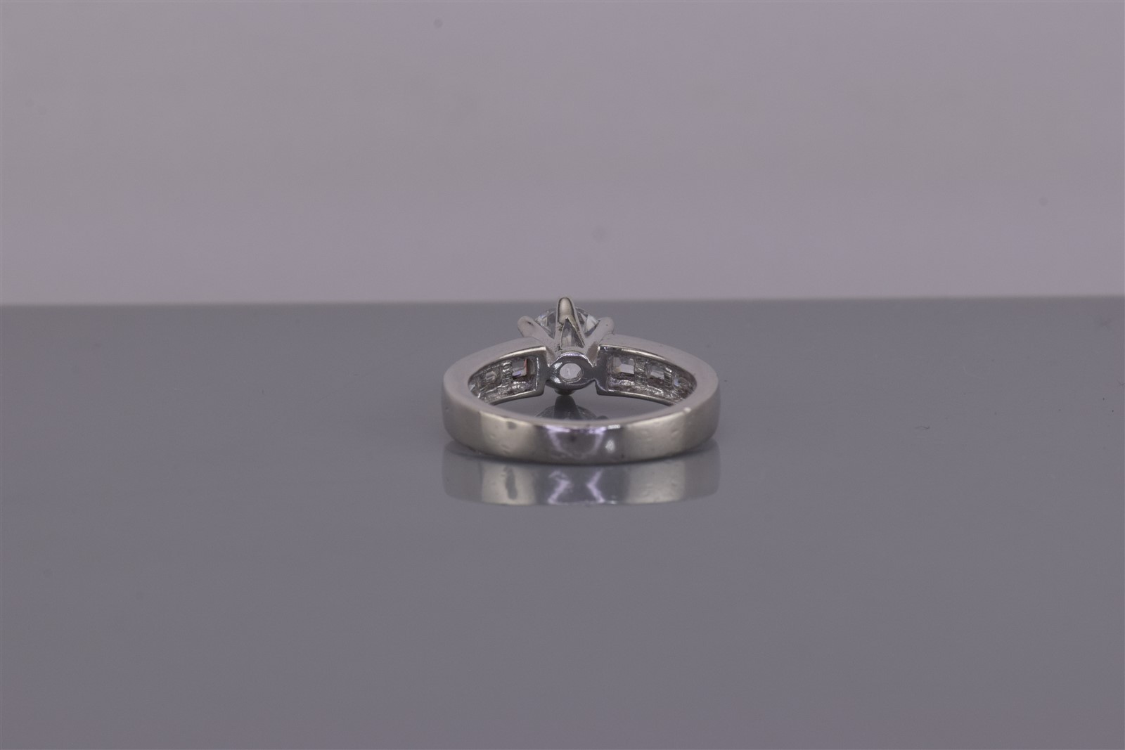 Sterling Silver Round Cubic Zirconia Channel Set Baguette Band Ring 925 Sz: 5