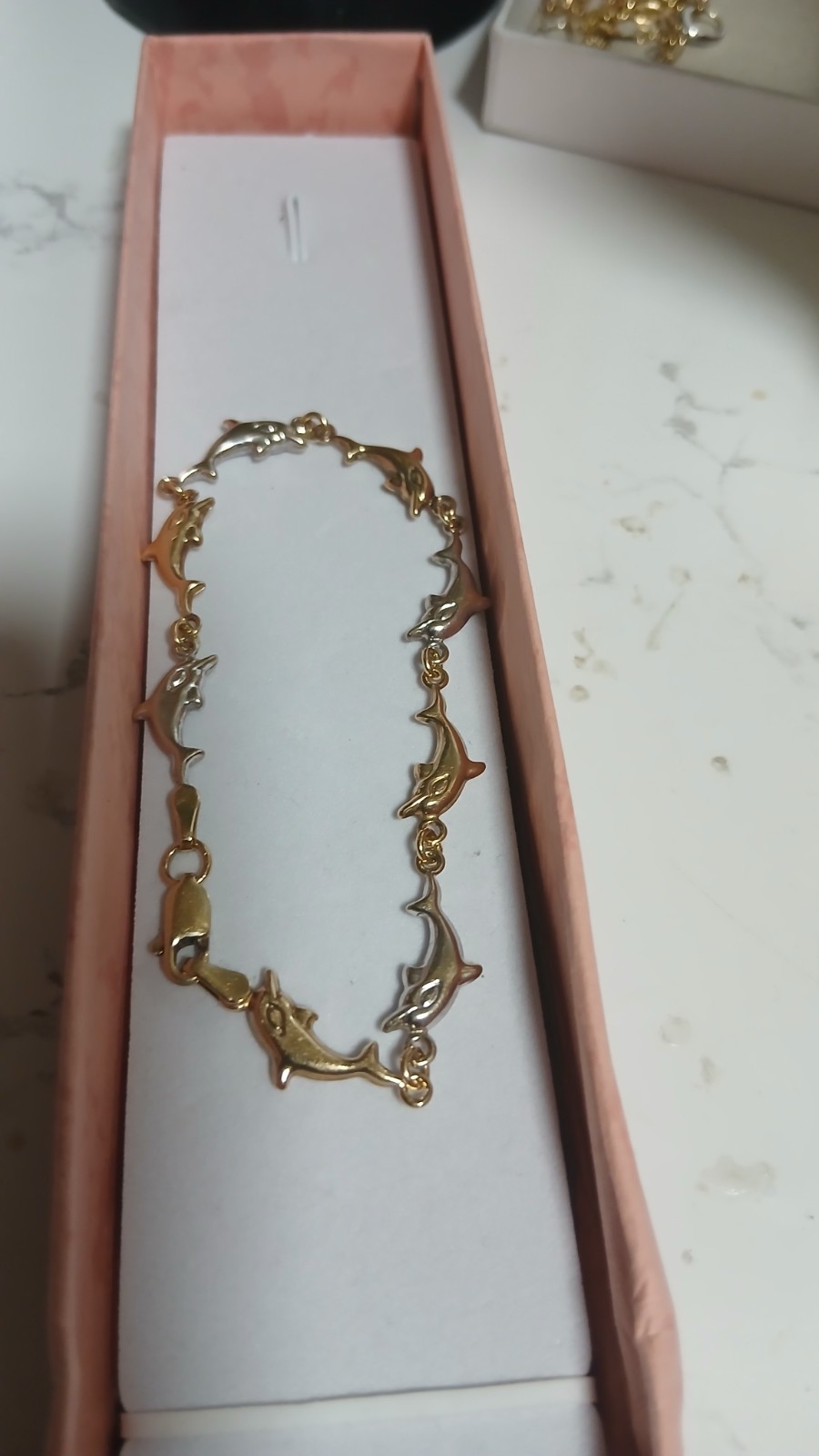 9ct Yellow and white Gold dolphins Bracelet.