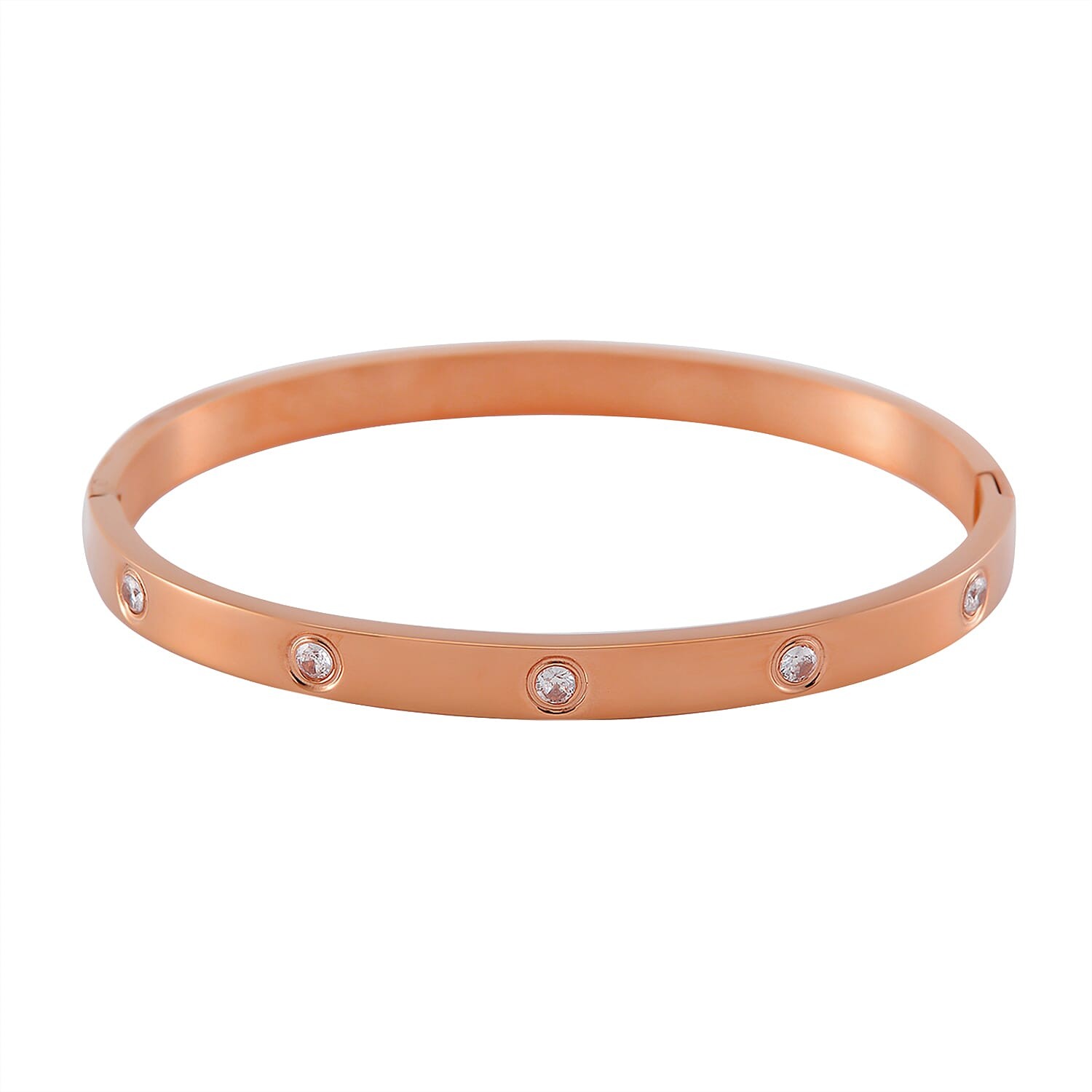 Cubic Zirconia 7.25In Bracelet 7.50In in ION Plated Rose Gold Stainless Steel