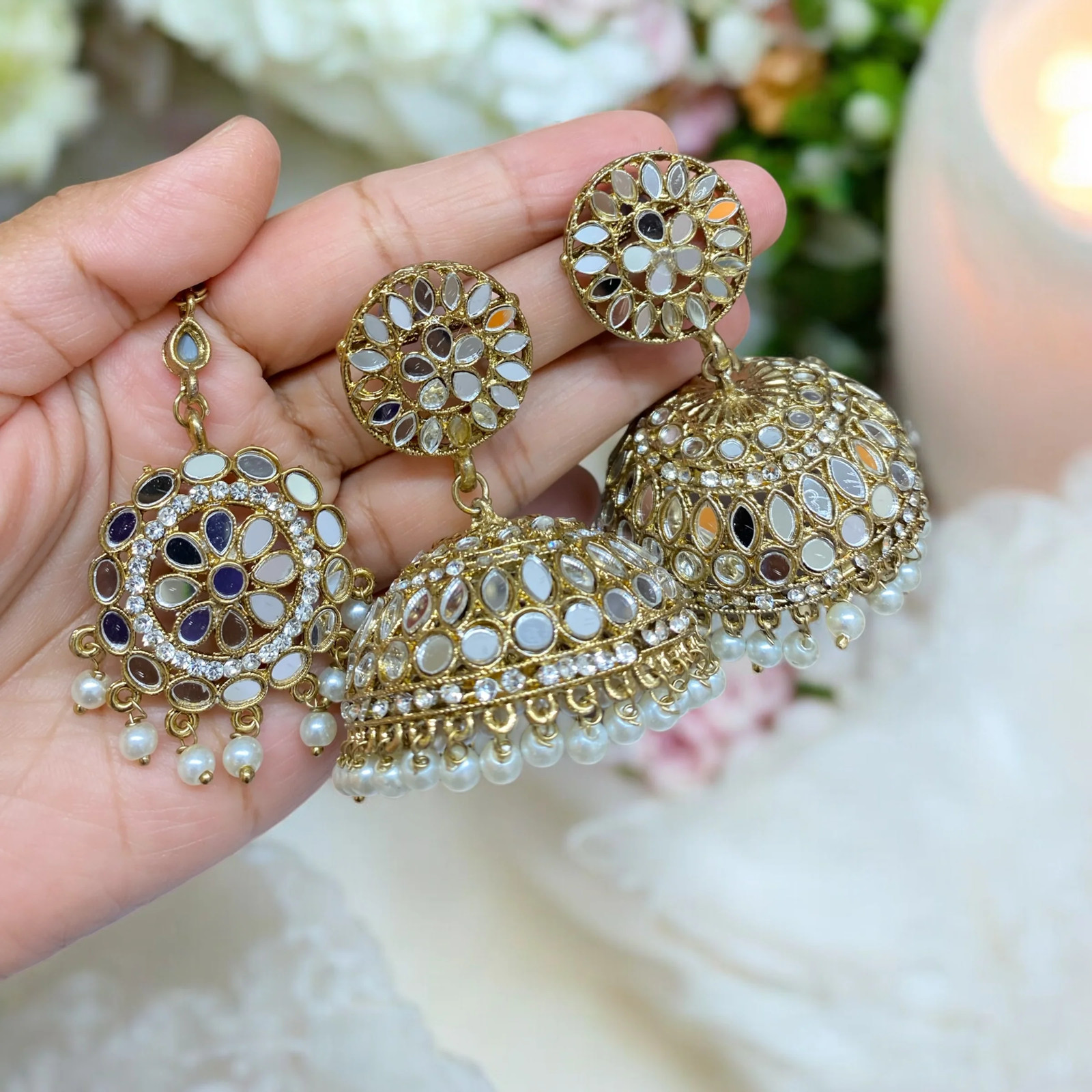 Nita Gold Asian Jhumka Earrings Set