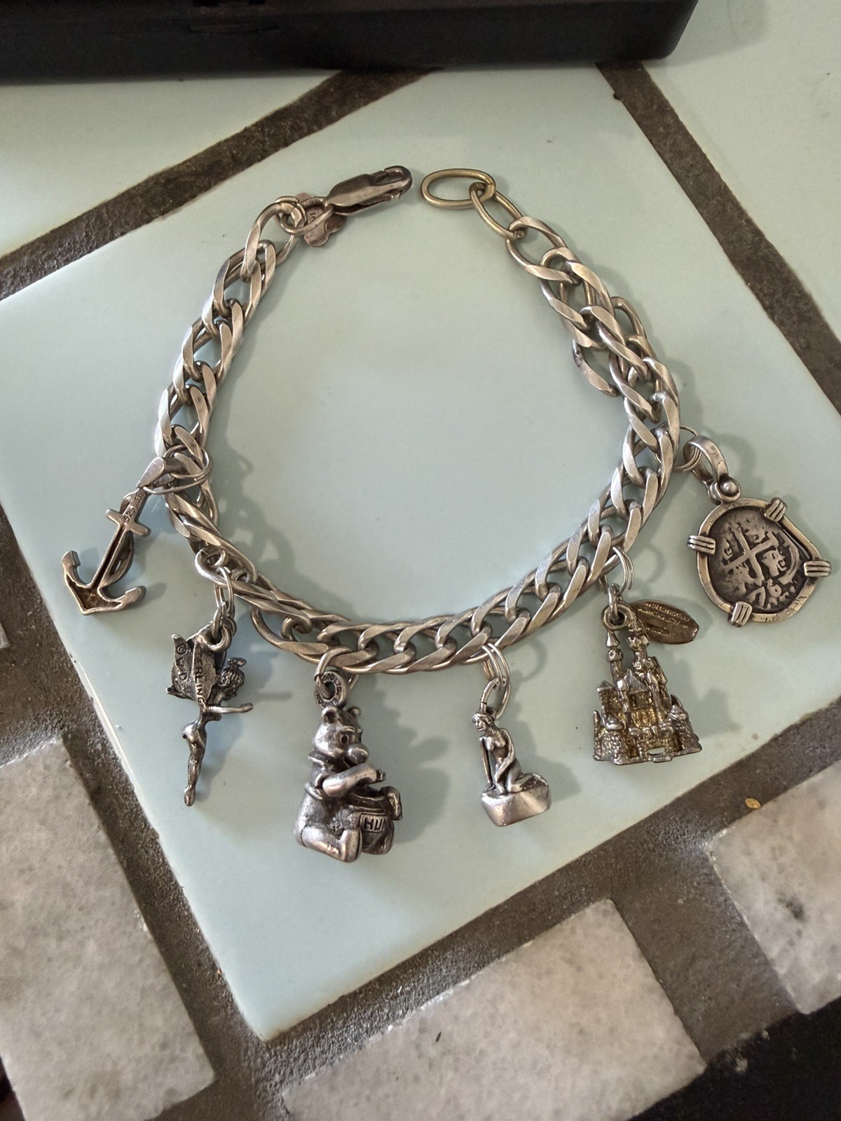 1995 limited edition .925 Walt Disney Winnie the Pooh Charm Bracelet 8” 39.4 g