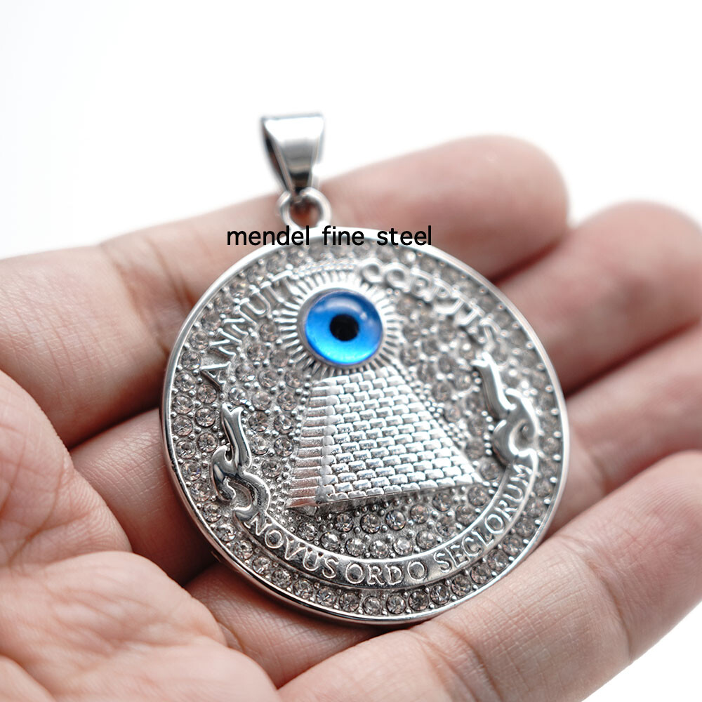 MENDEL Mens Egyptian Eye Bling Hip Hop Jewelry Chain Pendant Necklace For Men