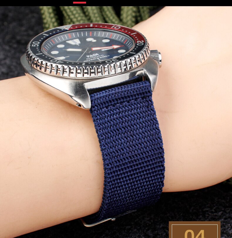 18 20 22 24mm Canvas Nylon Watchband Strap For Seiko KX007 SKX009