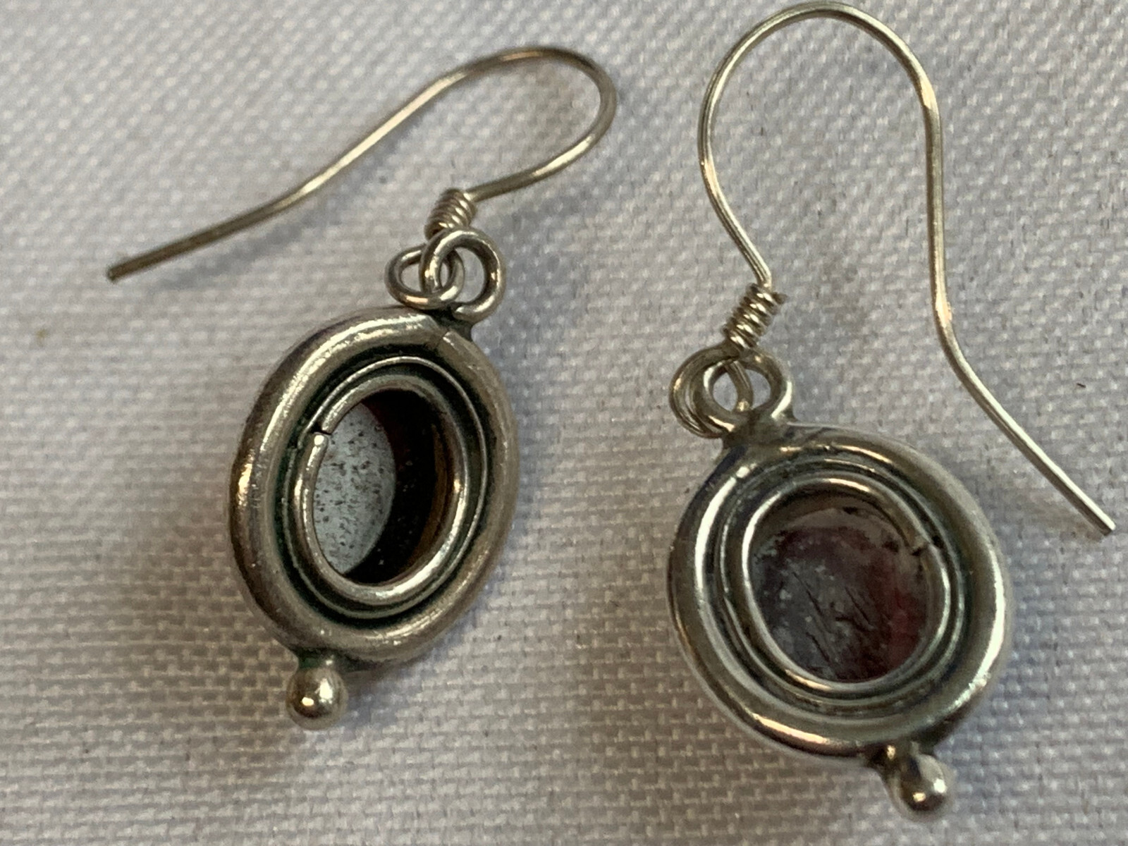 Sterling Silver Dangle Earrings 5.59g Fine Jewelry Dangle Garnet Color Stones