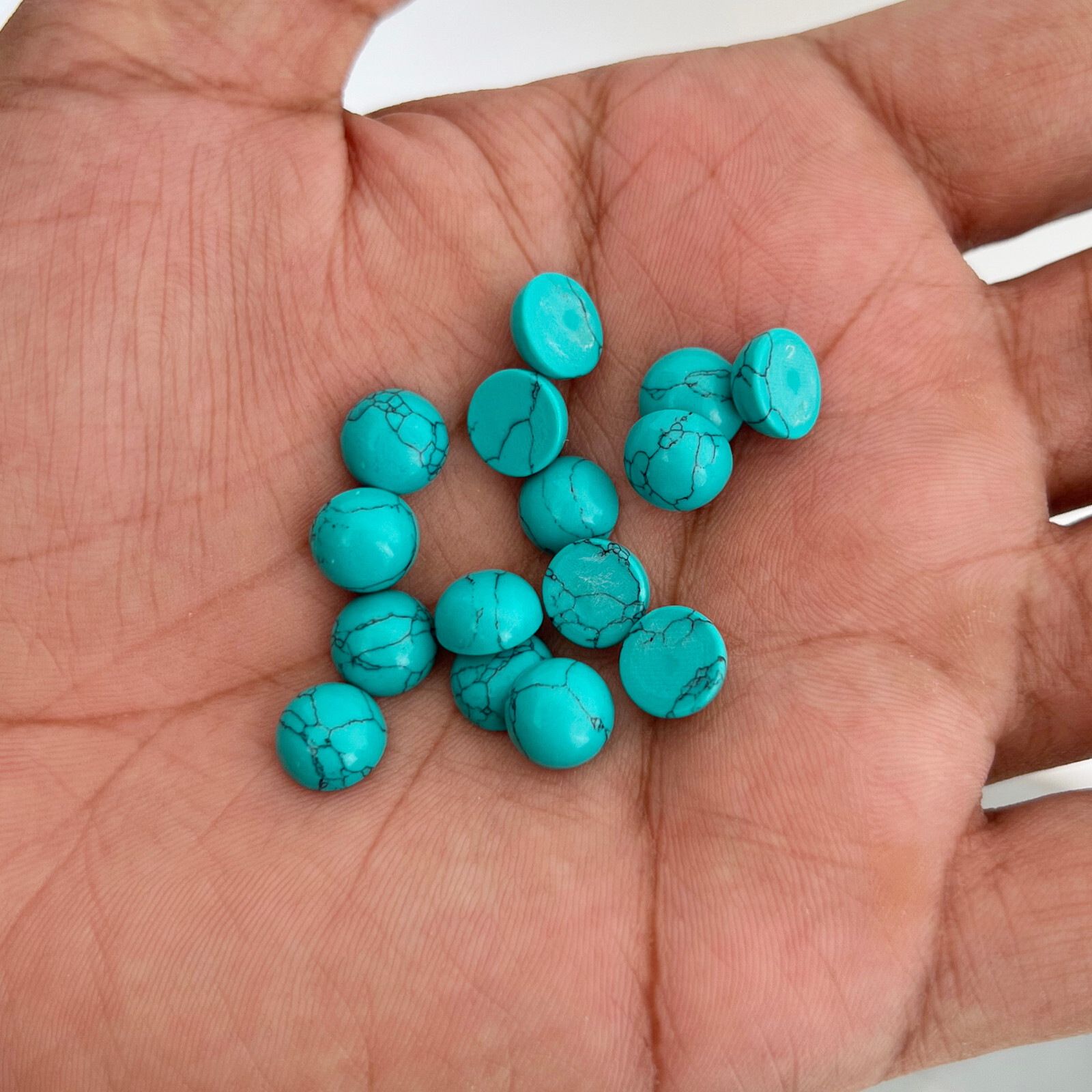 Synthetic Blue Turquoise Round 3 mm to 20 mm Cabochon Loose Gemstone Lot