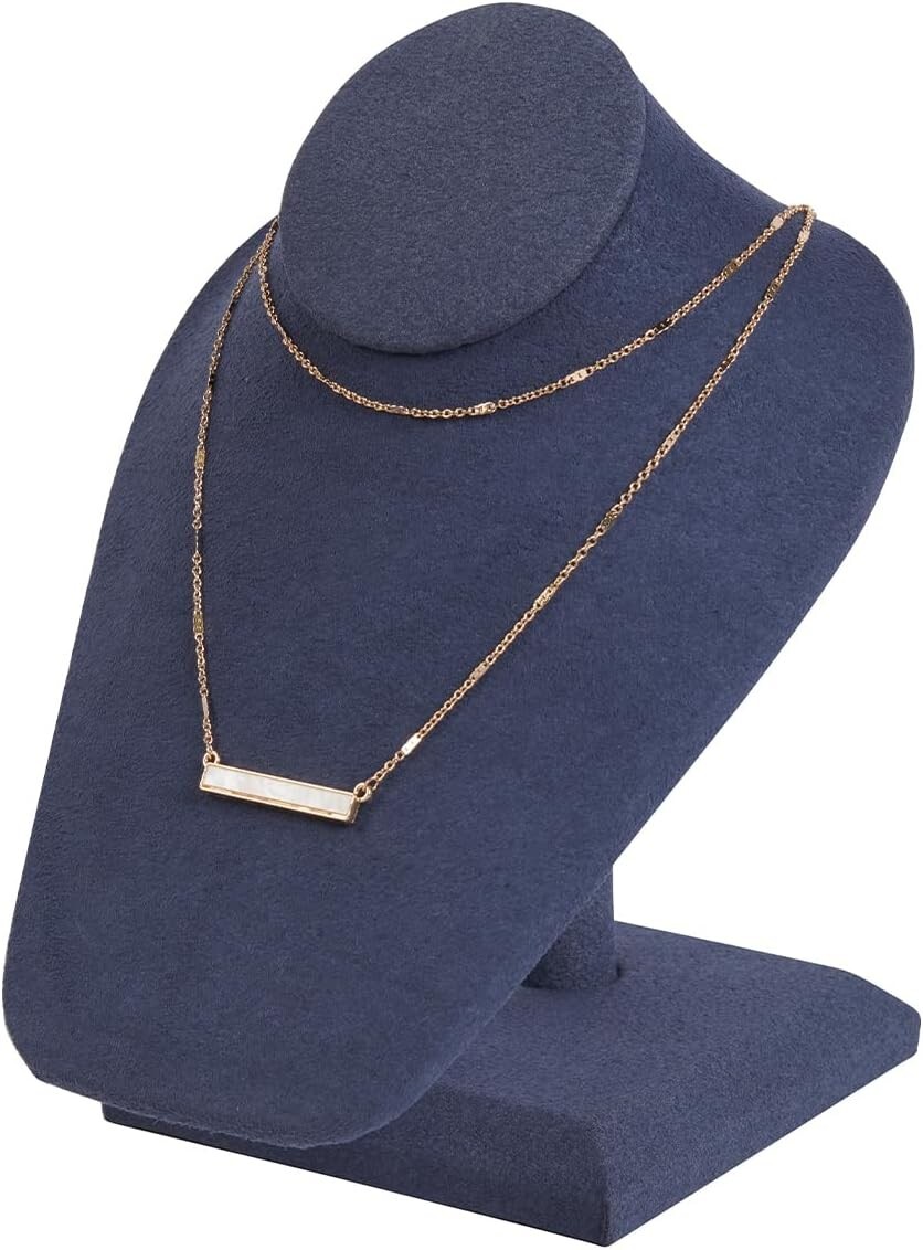 Lot of 2 Necklace Displays Slate Blue Faux 6 ½” x 8 ¼” Stand Showcase Jewelry