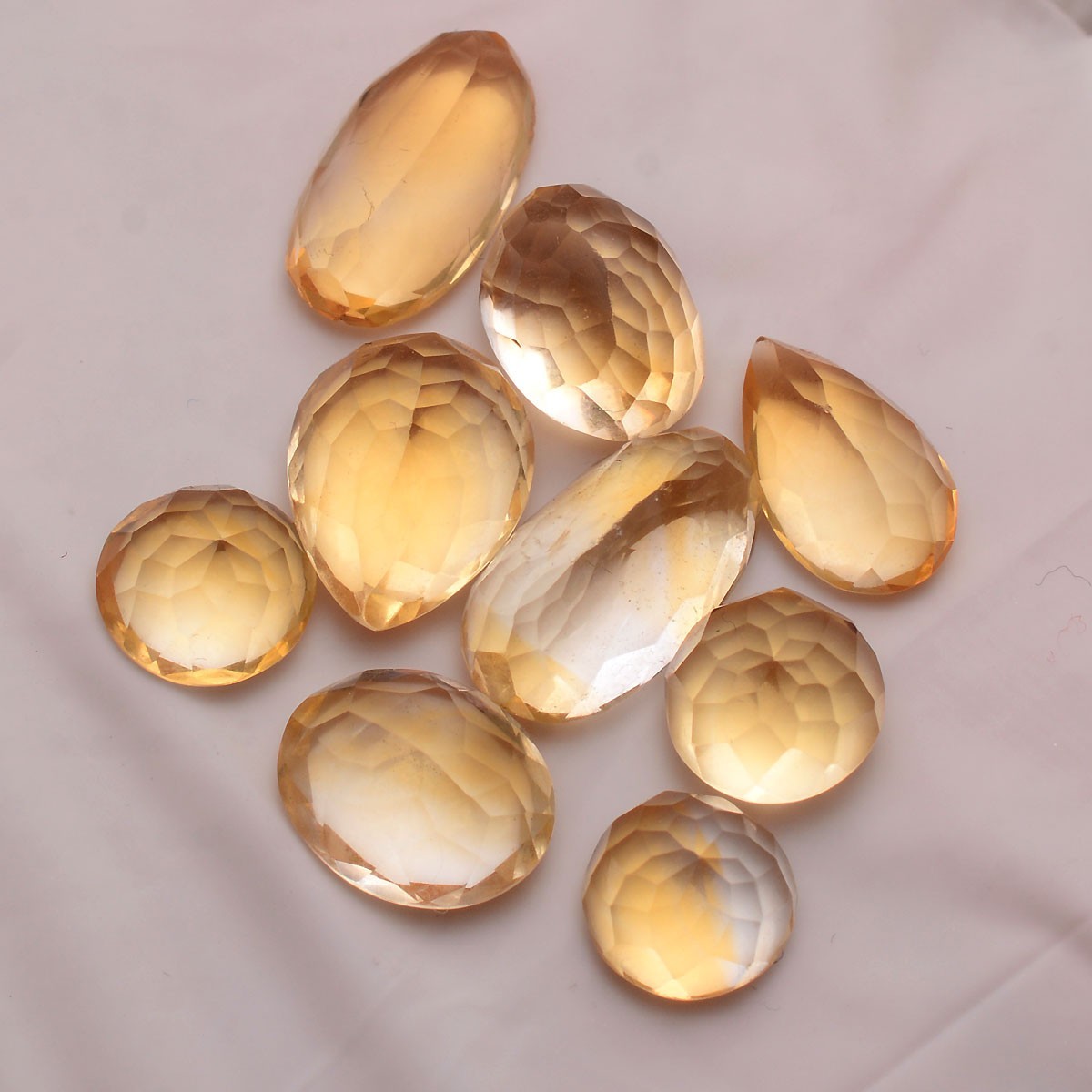 Set Of 9 Pcs Natural Golden Citrine 8mm-15mm Mix Faceted Cut Loose Gemstones Lot