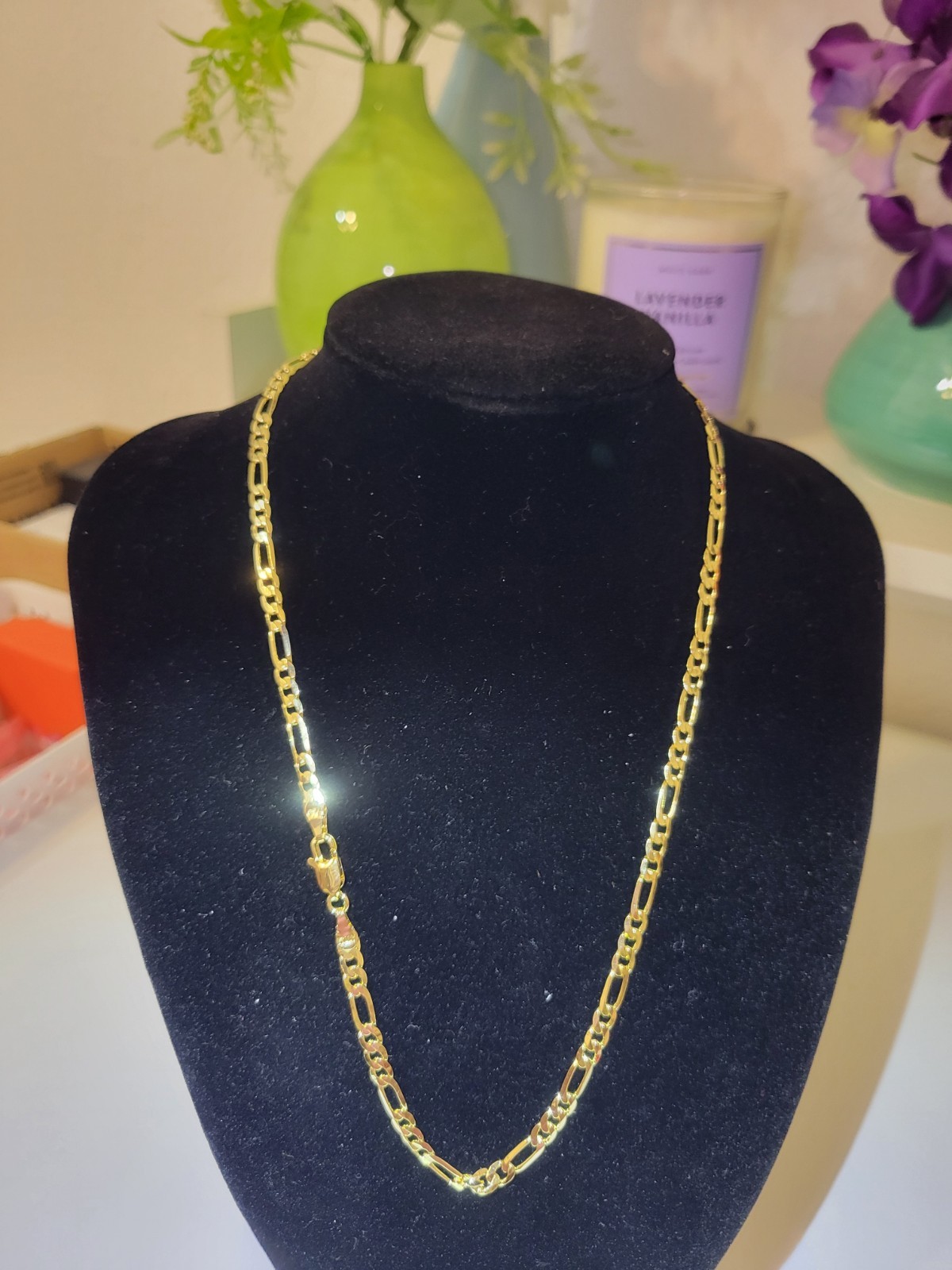 20″MEN WOMEN 18K Gold Filled 3mm Gold Figaro Link Chain Necklace*AGFN1