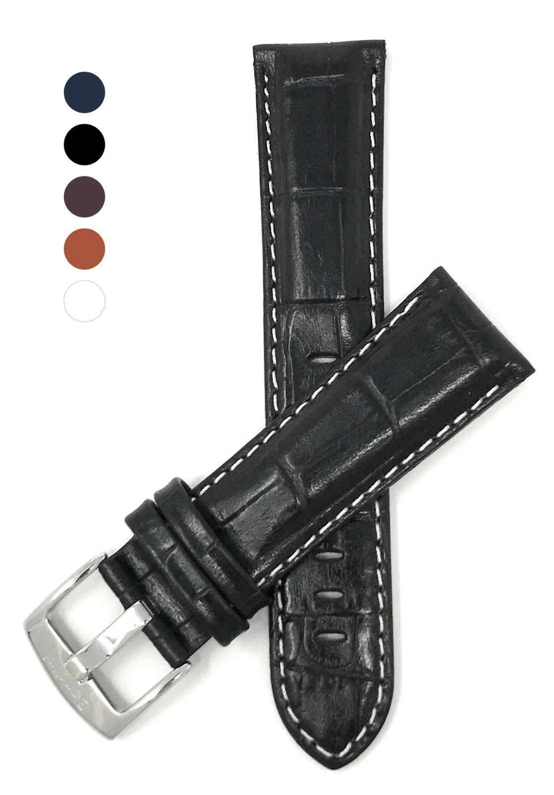 18-30mm Extra Long (XL) Leather Watch Band Strap, Alligator style, 5 colors