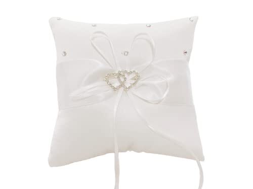 Ring Pillow,Pearls Ring Cushion, Ring Bearer, Ring 1 PACK White Heart Shape