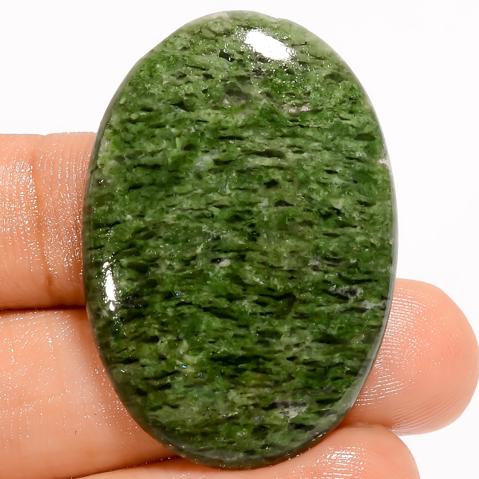 Natural Green Brazil Fuchsite Oval Cabochon Gemstone 44.5 Ct. 37X25X4 mm UG-1135