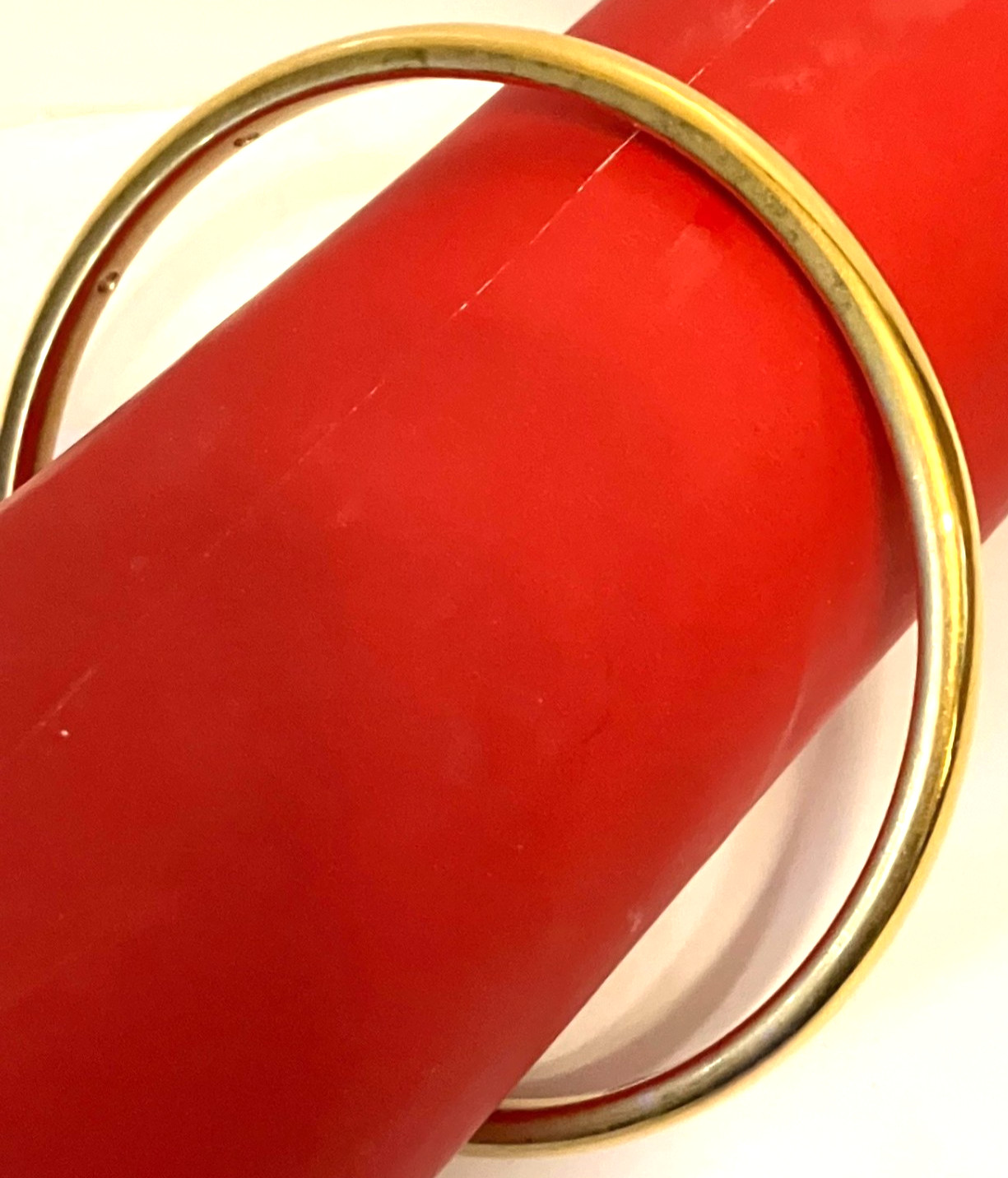 Milor Italy 3mm Bangle 14K Gold Resin Filled Single Stackable Bracelet 5g Size 8