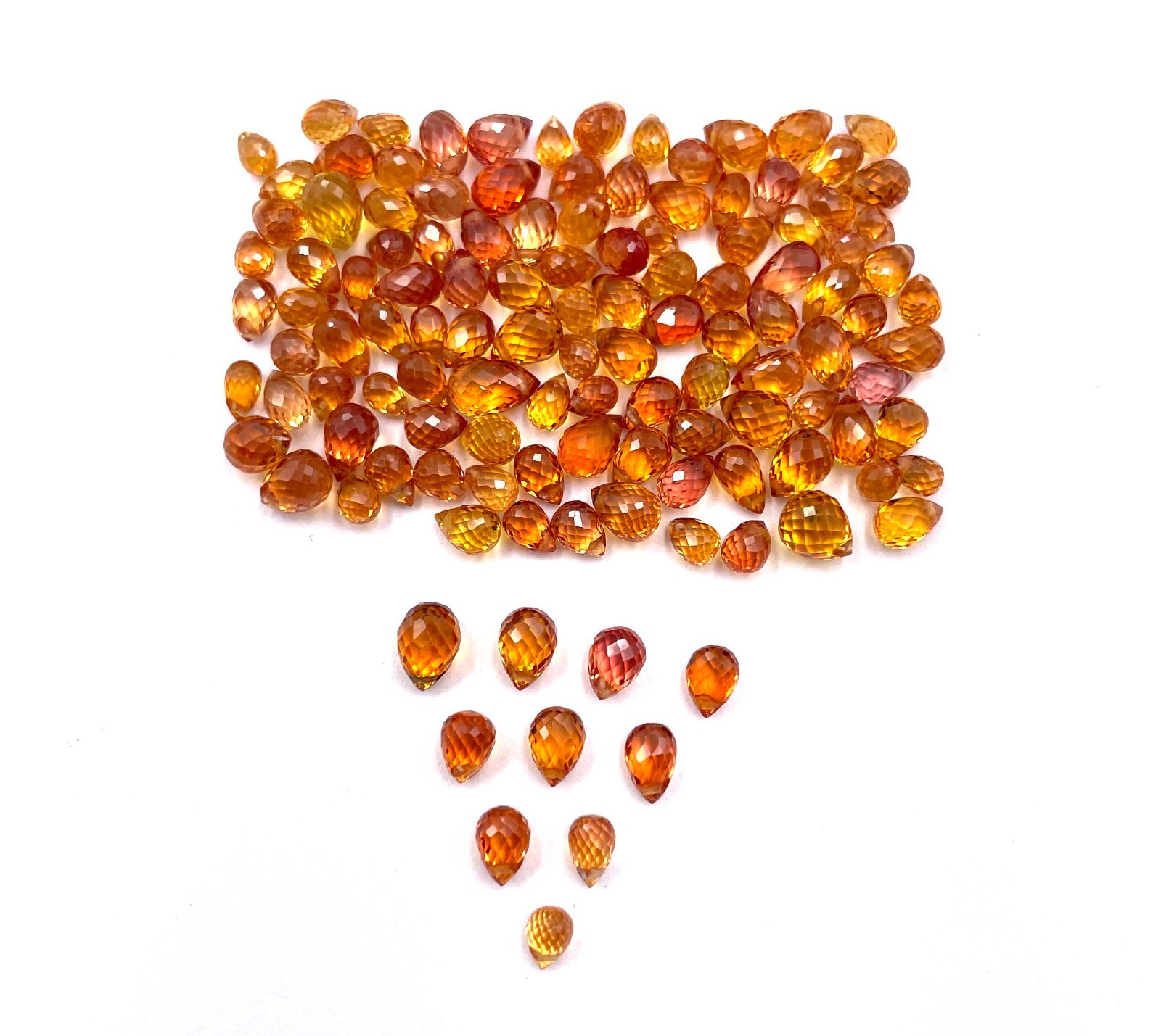Natural Orange Sapphire Tear Drop Drilled Cut Gemstone 8 Pcs 2.50*3-4*6 MM 3 CT