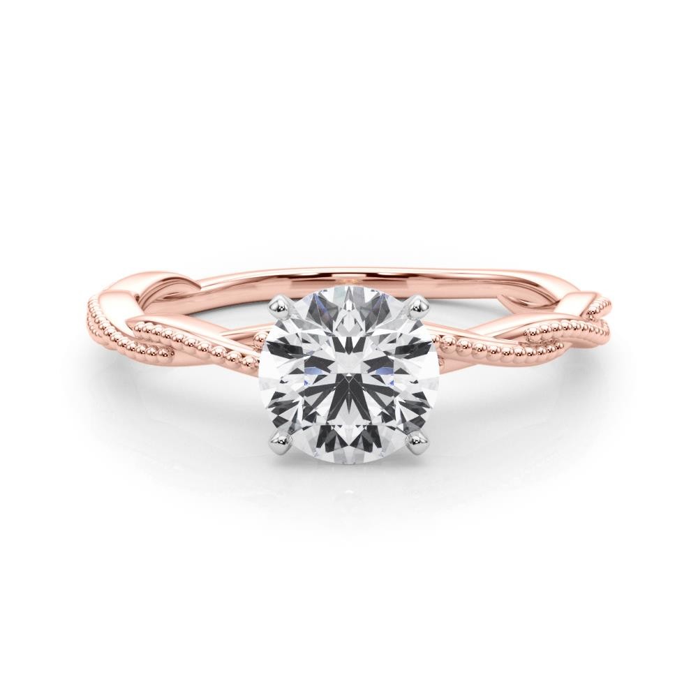 Twisting Milgrain Sterling Silver Solitaire Lab Grown Diamond Ring VS F 1.00 Ct
