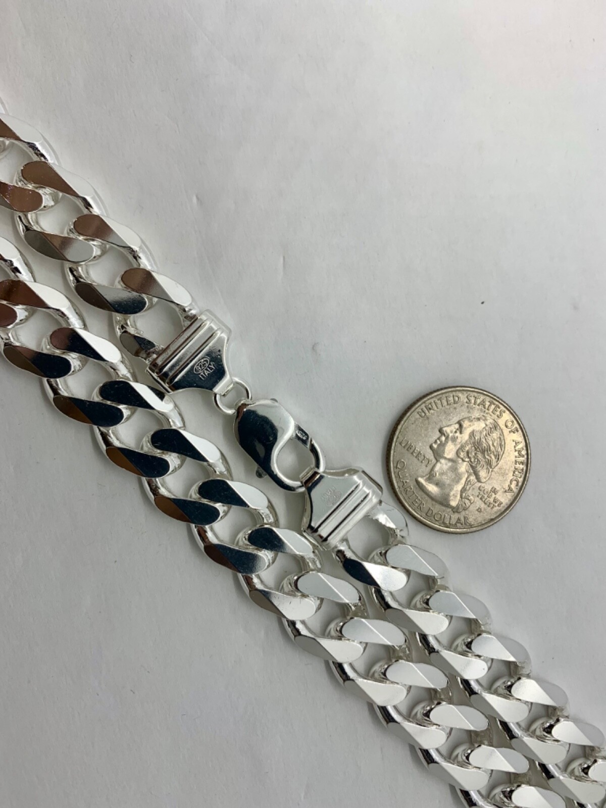 13mm Solid 925 Sterling Silver Cuban Link Chain Necklace Men 20″-30” Made Italy