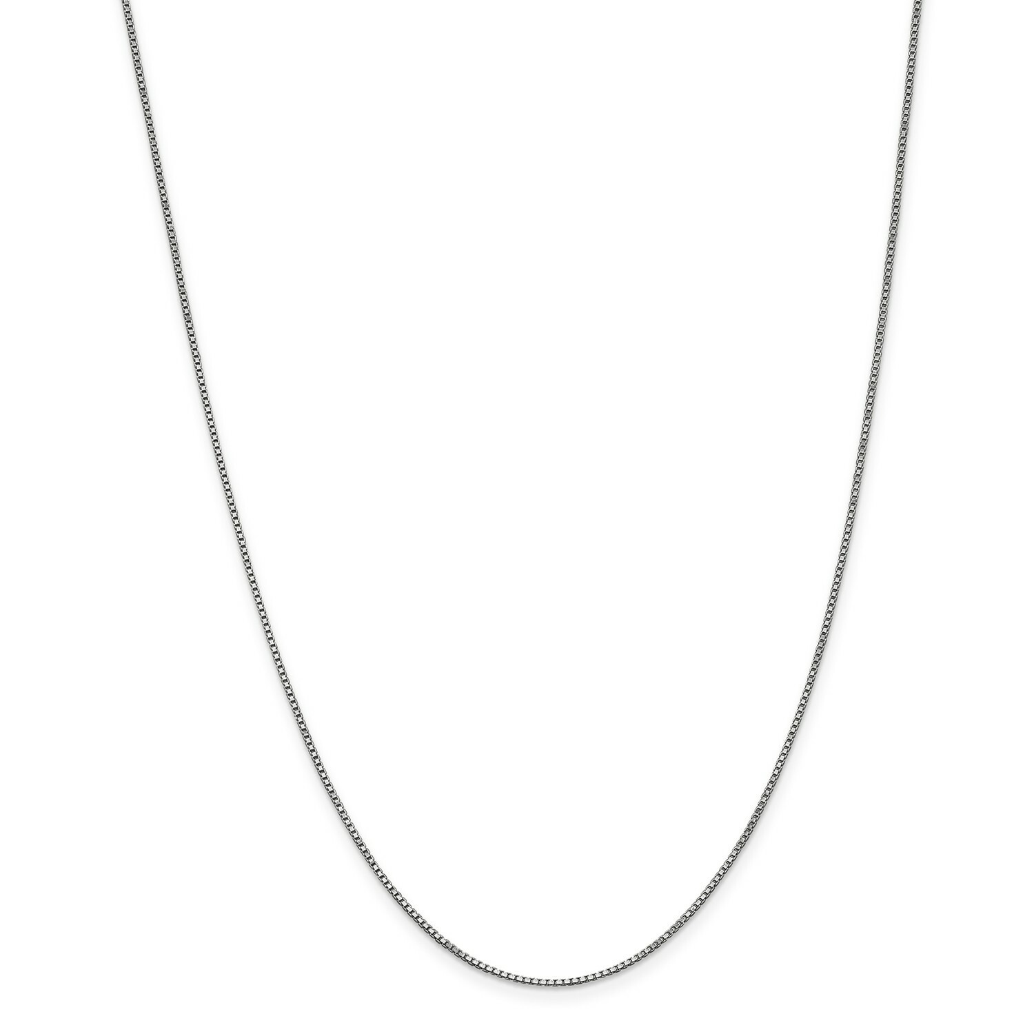 14k White Gold 1mm Solid Plain Box Link Chain w/ Lobster Clasp 14″ – 30″