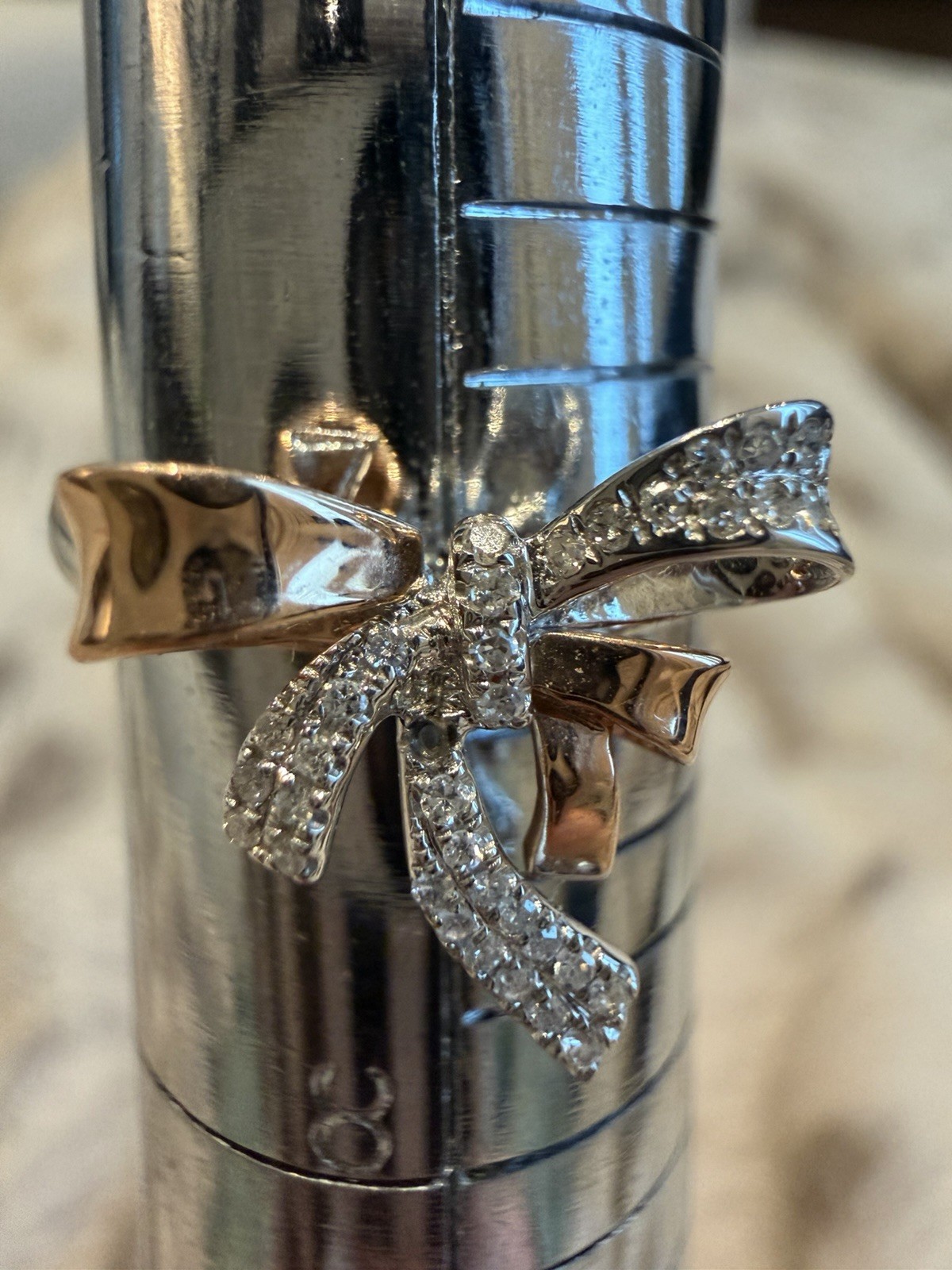 Women’s Bow Knot 14K Gold Two Tone Right Hand Ring