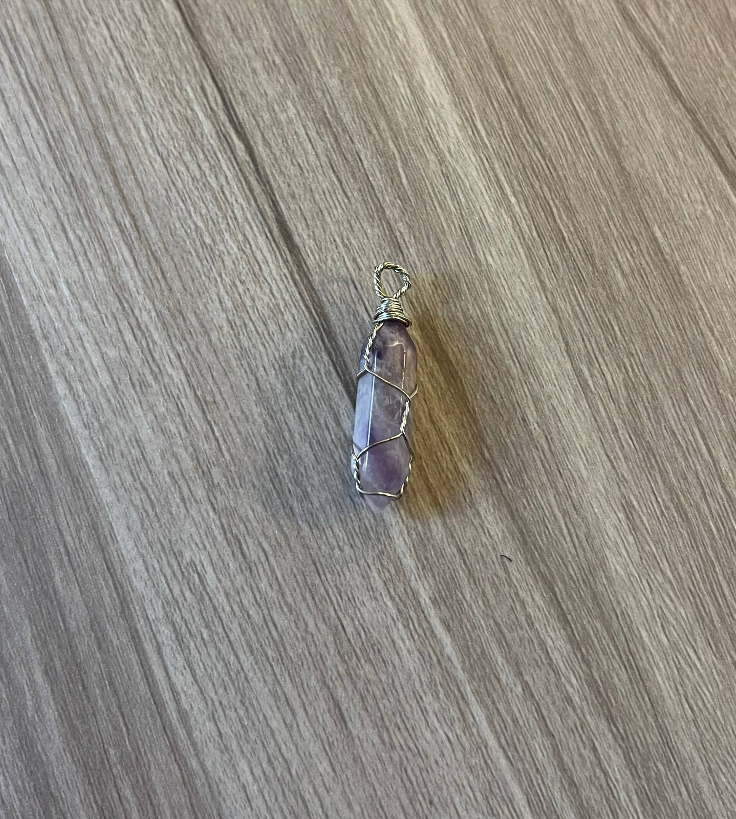 Amethyst Crystal Point Pendant Wire Wrapped Healing Quartz Reiki Necklace