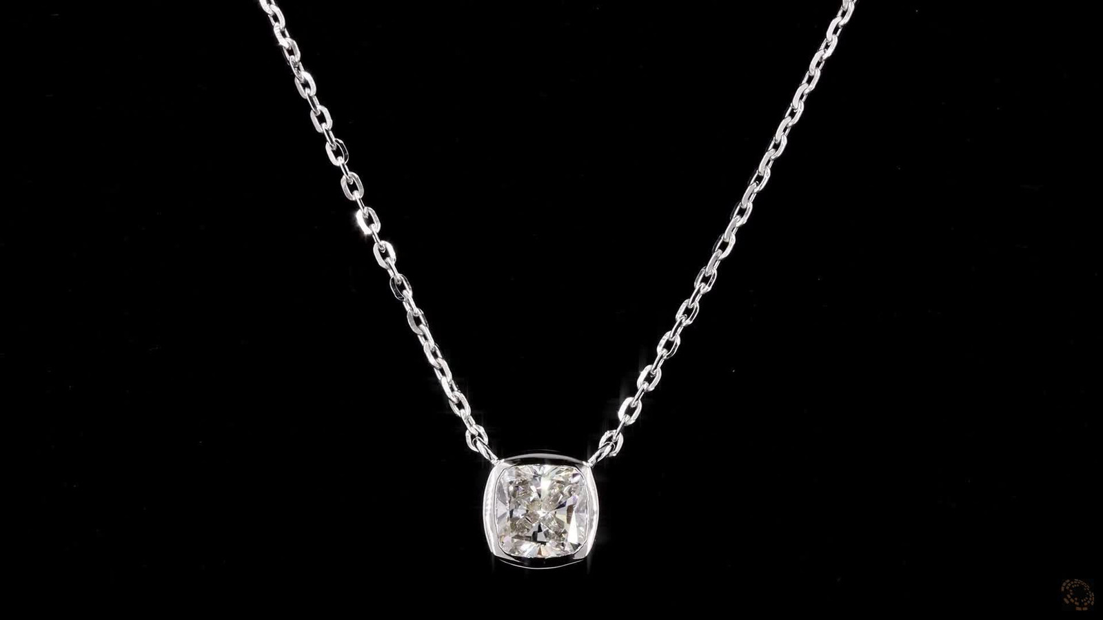 1.00ctw Cushion Shape Lab Grown Diamond Solitaire Necklace | 14k Gold | 1.5gm