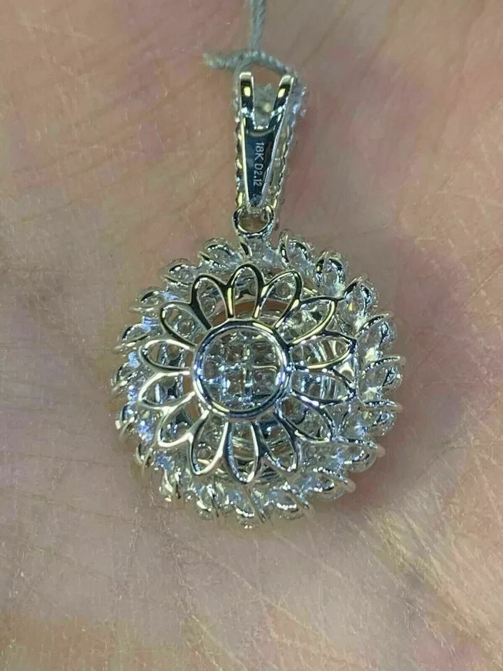 1Ct Round Cut VVS1 Diamond Cluster Pendant 14K White Gold Finish