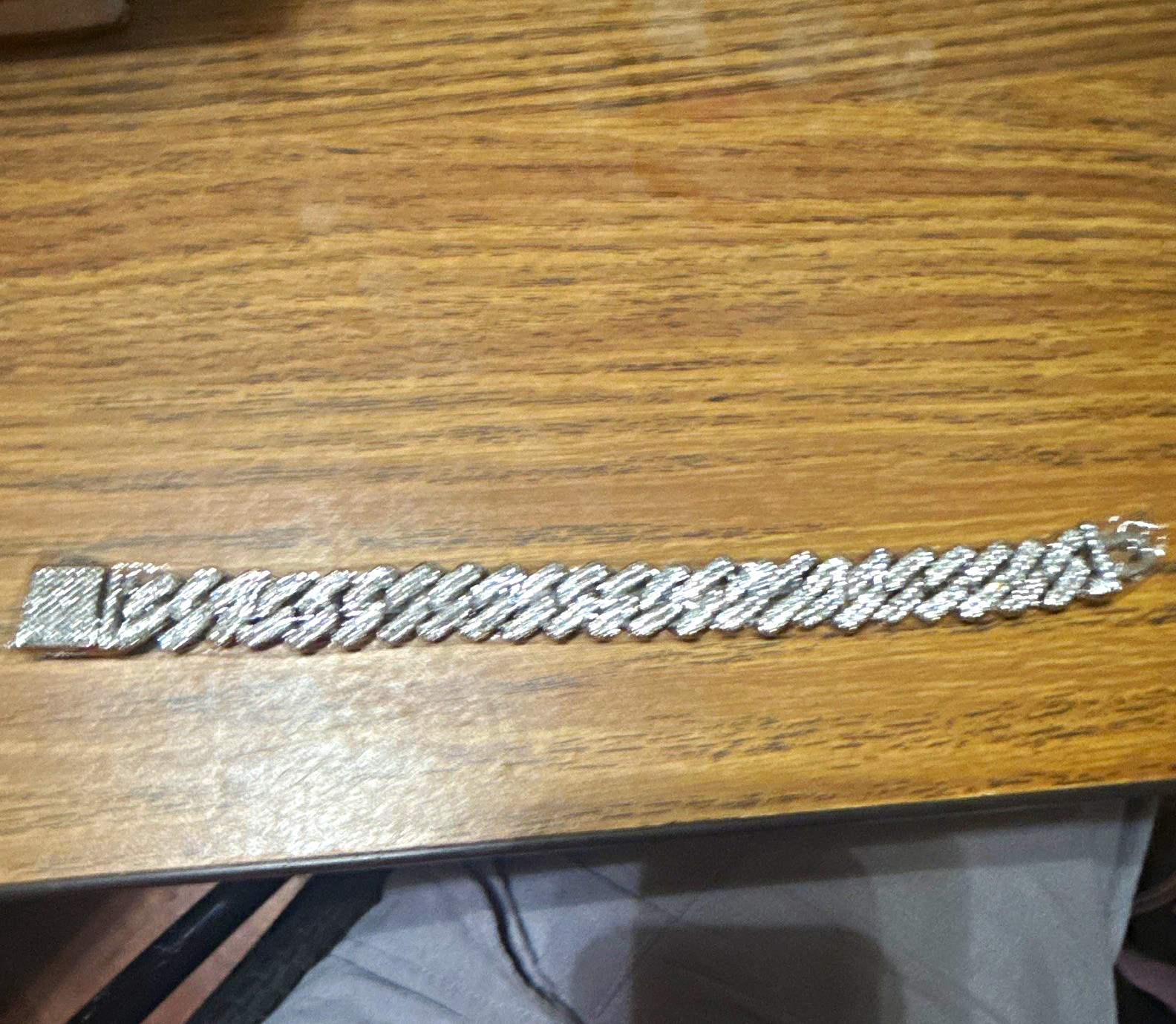 Silver Tone Cuban Link Chain Bracelet 8 in with Clasp Closure, Metal