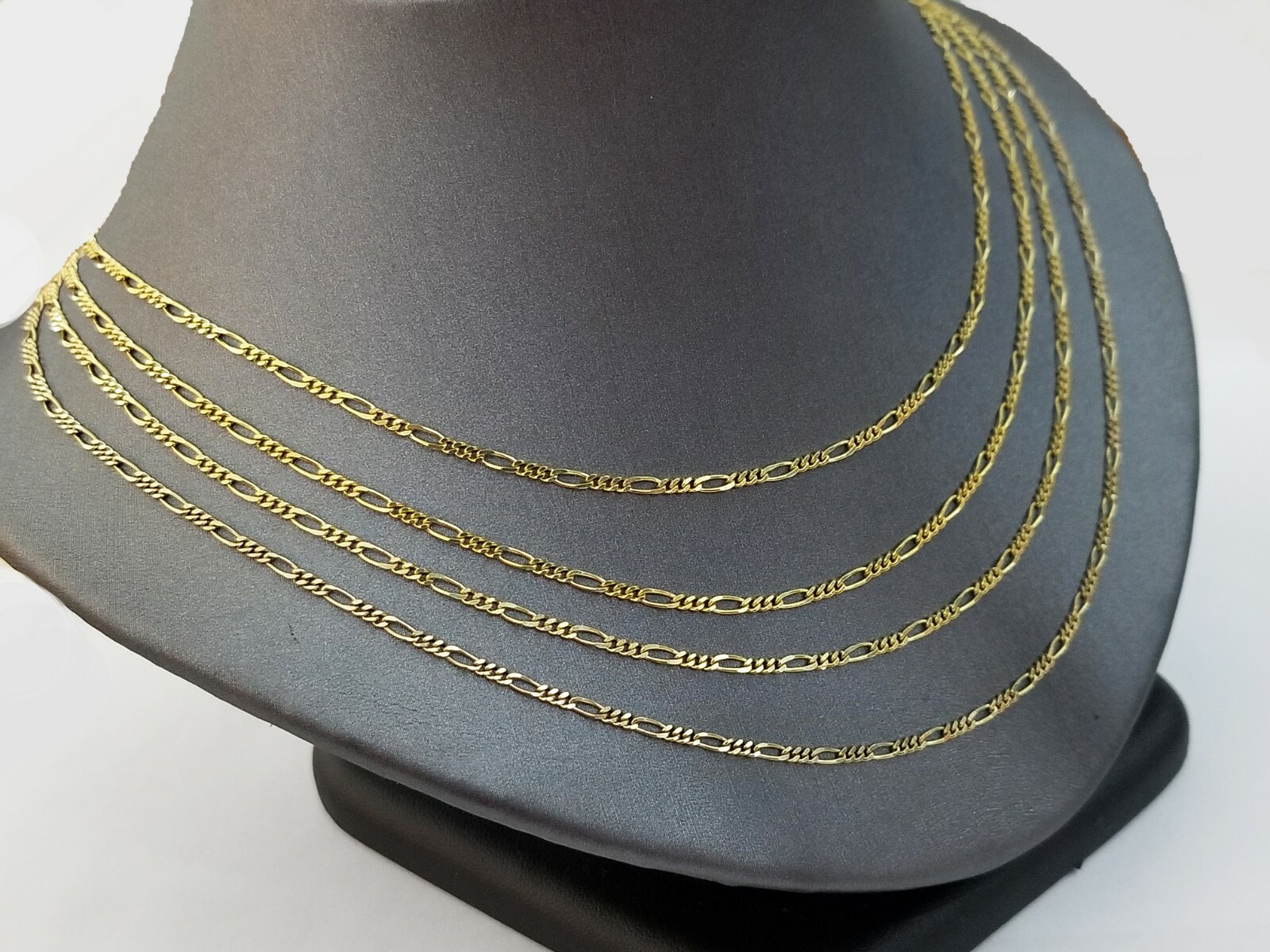 10K Yellow Gold Figaro Link Chain Necklace 2mm 16″ 18″ 20″ 22″ 24″ 26″ Real 10kt