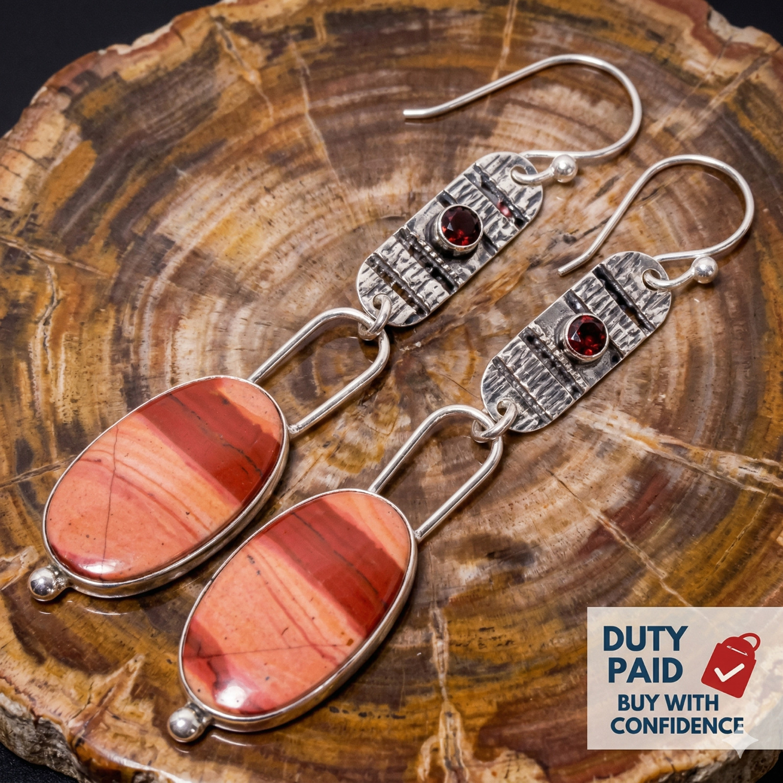 925 Silver Genuine Snakeskin Jasper New Drop Dangle Wedding Anniversary Earrings