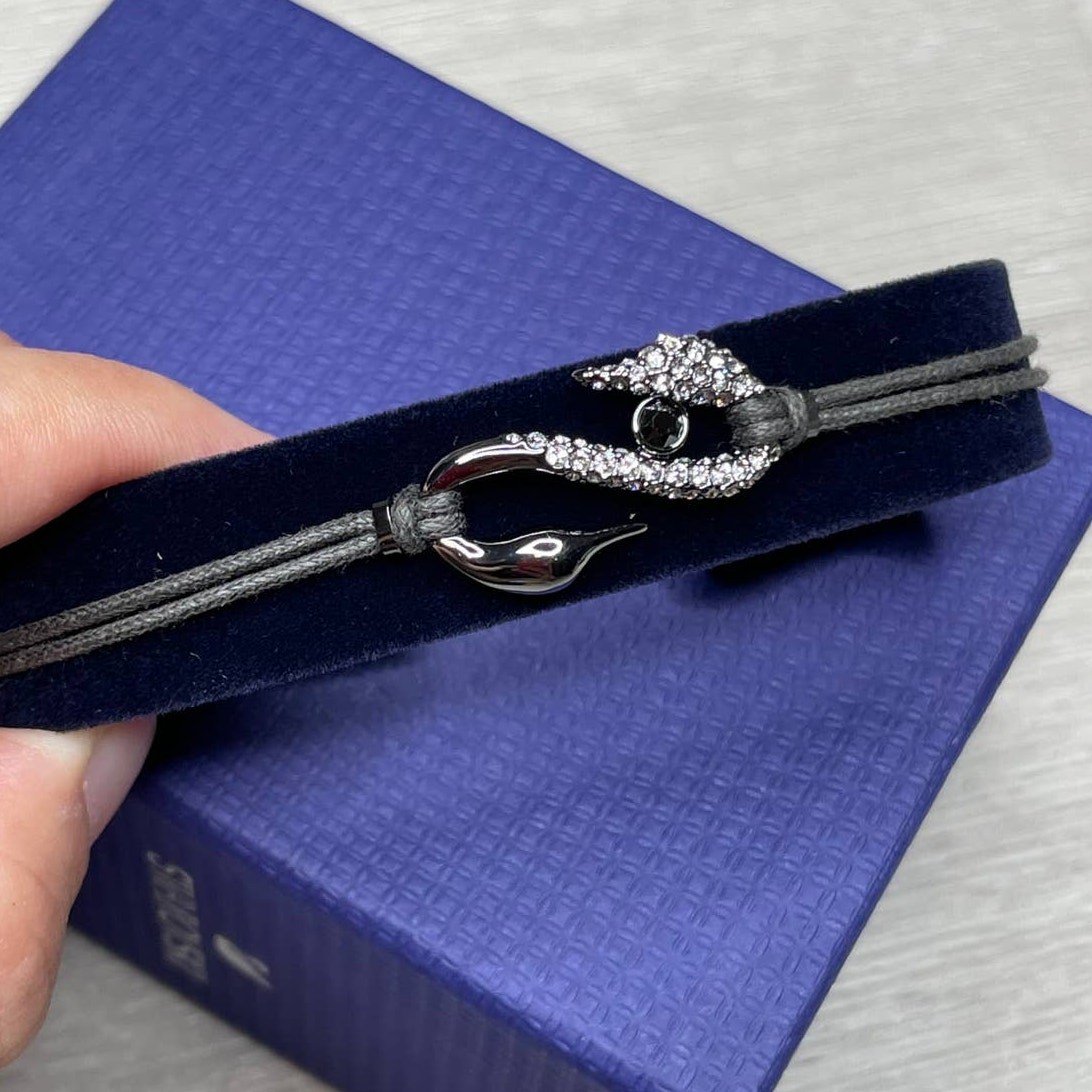 Swarovski Power Collection Hook Bracelet Dark Gray, Ruthenium plated
