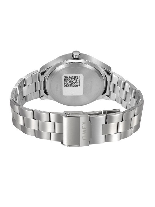 Timex Mens Watch Green Solid Dial Silver Stainless Steel Bracelet Calendar 30M