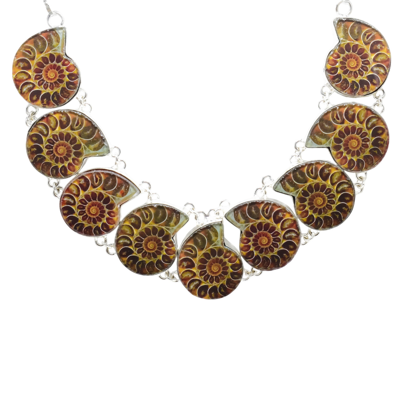 Ammonite Fossil Gemstone Handmade Sterling Silver Spiritual Jewelry Necklace