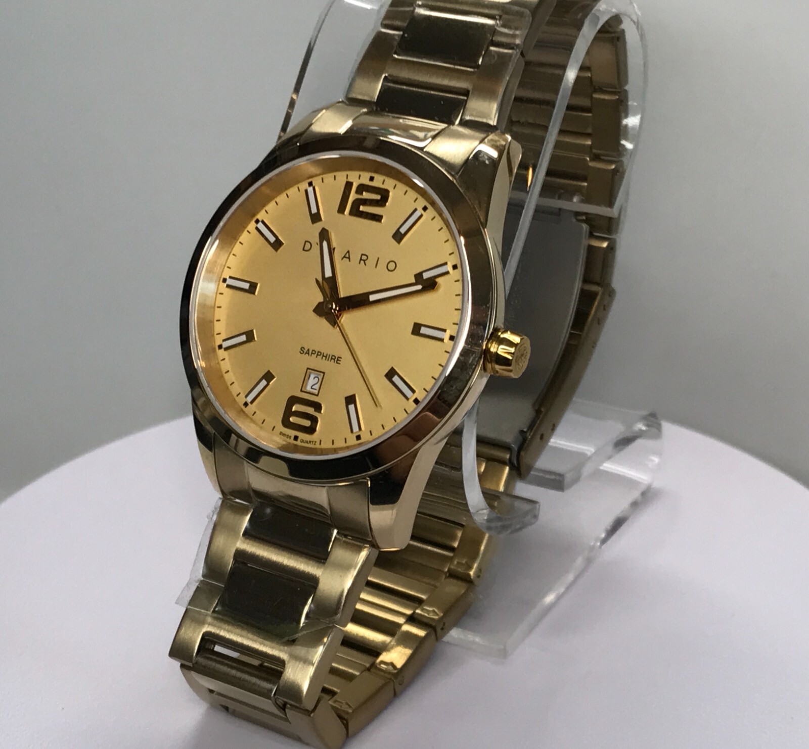 Watch NEW D’mario Heritage Switzerland NEW 18k Gold Plated All Stainless Steel