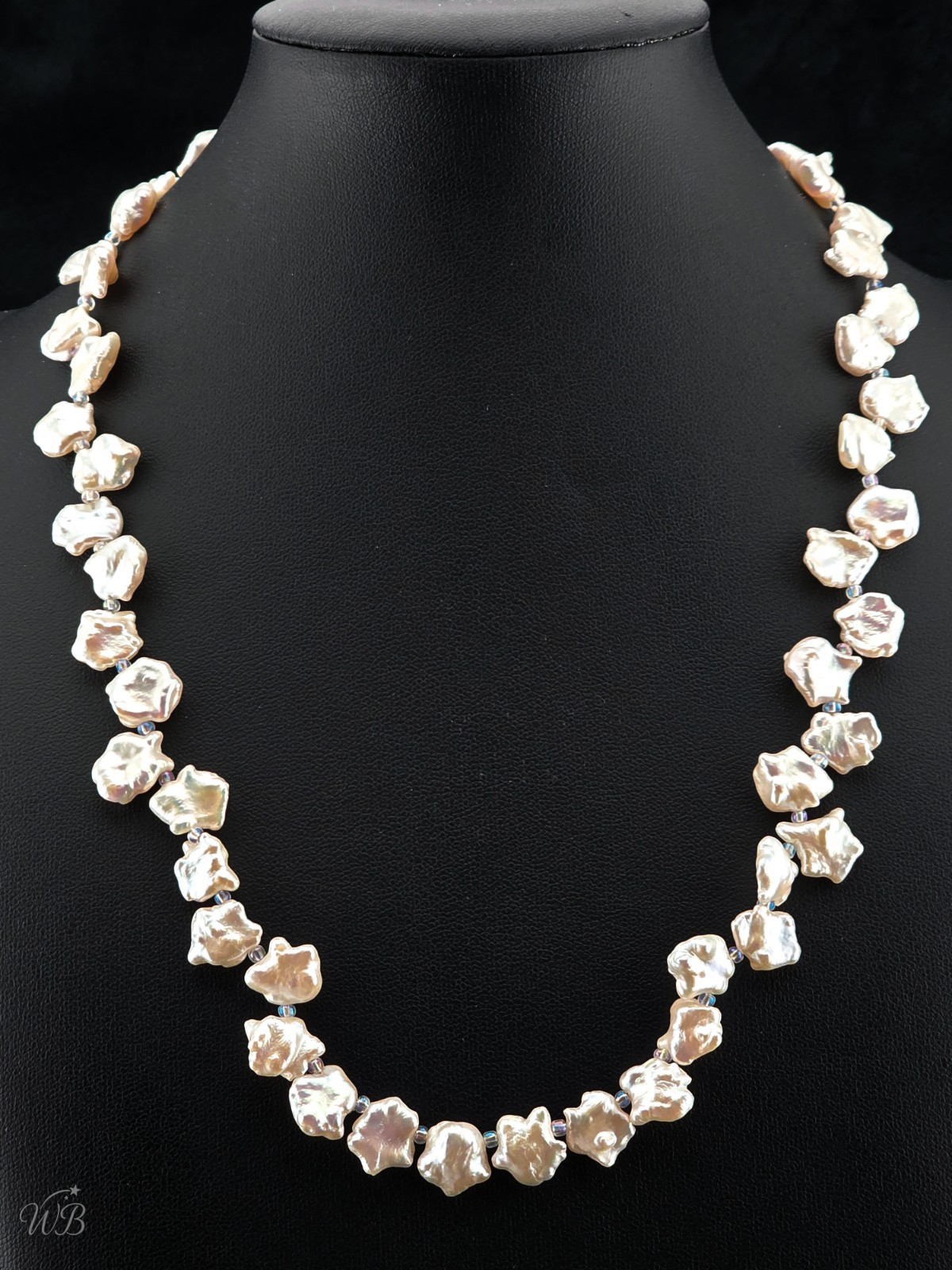 Real White Baroque Freshwater Cultured Pearl Star Necklace 20″ Silver Tone Clasp