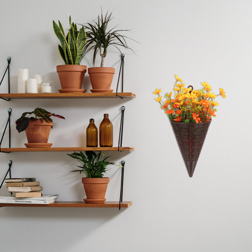 Exquisite Fake Flower Hanging Basket for Indoor Outdoor Use 32X20cm