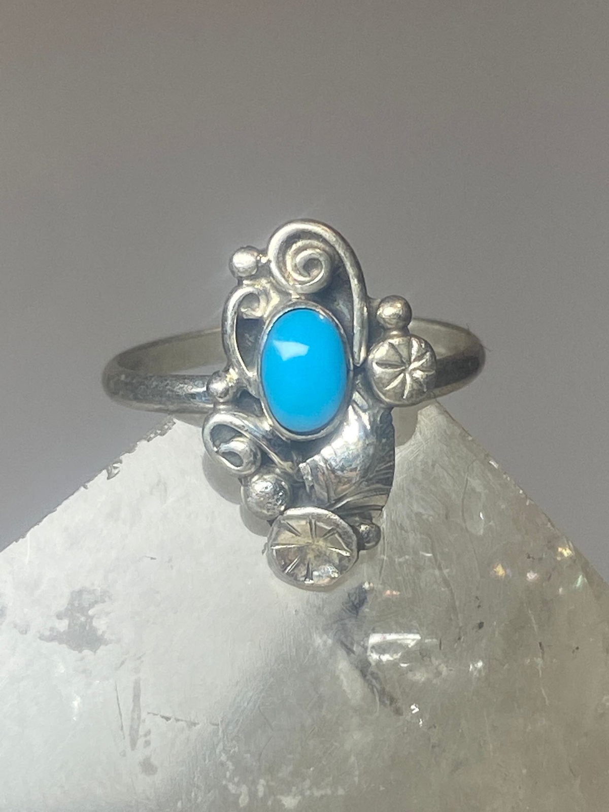 Turquoise ring southwest pinky floral leaves blossom baby children women girls