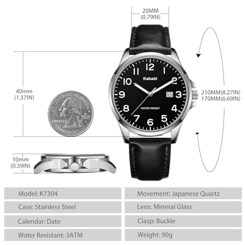 Watch for Men, Fashion Minimalist Wrist Watch Waterproof Quartz Analog 02-Black