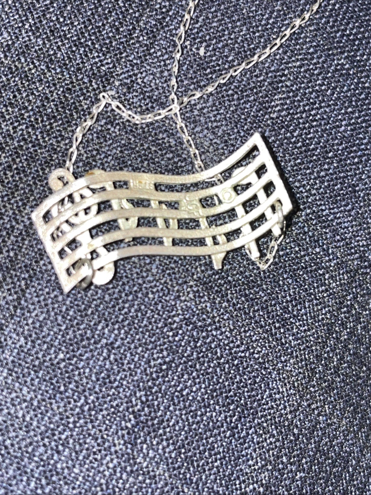 Vtg Sterling Silver Musical Notes Chain 925 Necklace