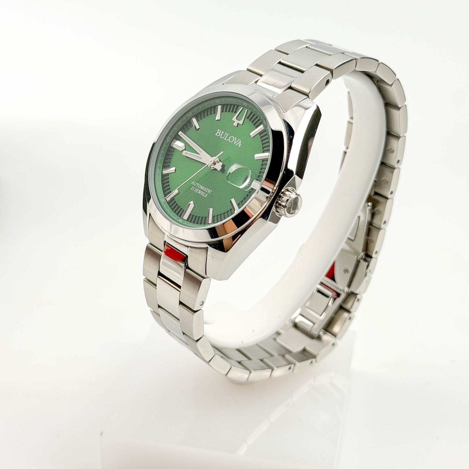 Bulova 96B429 Men’s Surveyor Automatic Green Dial Stainless Steel Watch 38mm New