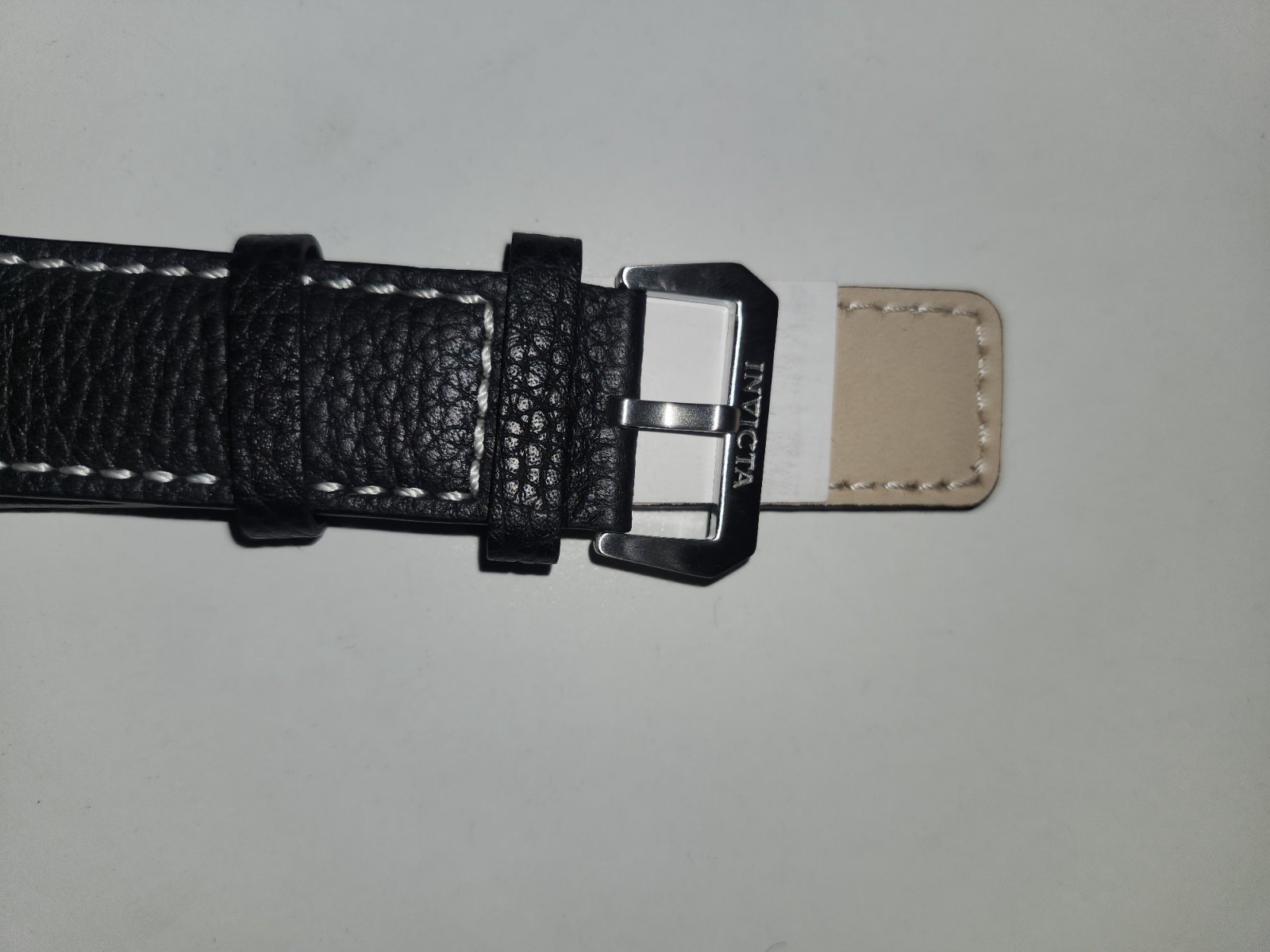 Authentic Invicta Corduba 6605 Black Leather/White Stitching 22mm Watch Band