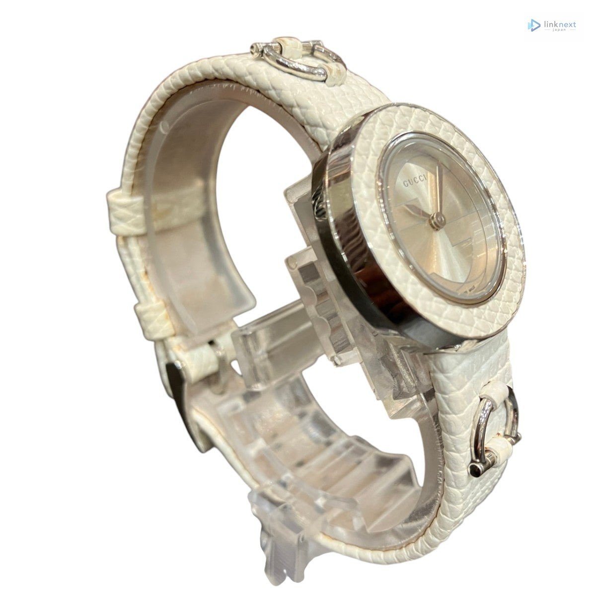 GUCCI Horsebit 129.5 Women’s SS Case Leather Band Quartz White Shell