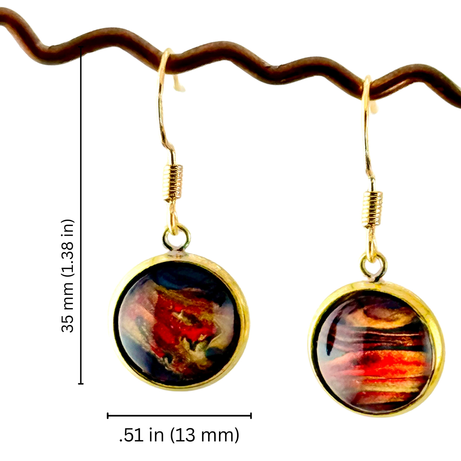 Dangle Earrings Handmade “Fall Colors” Electroplated Sterling Silver Earwires