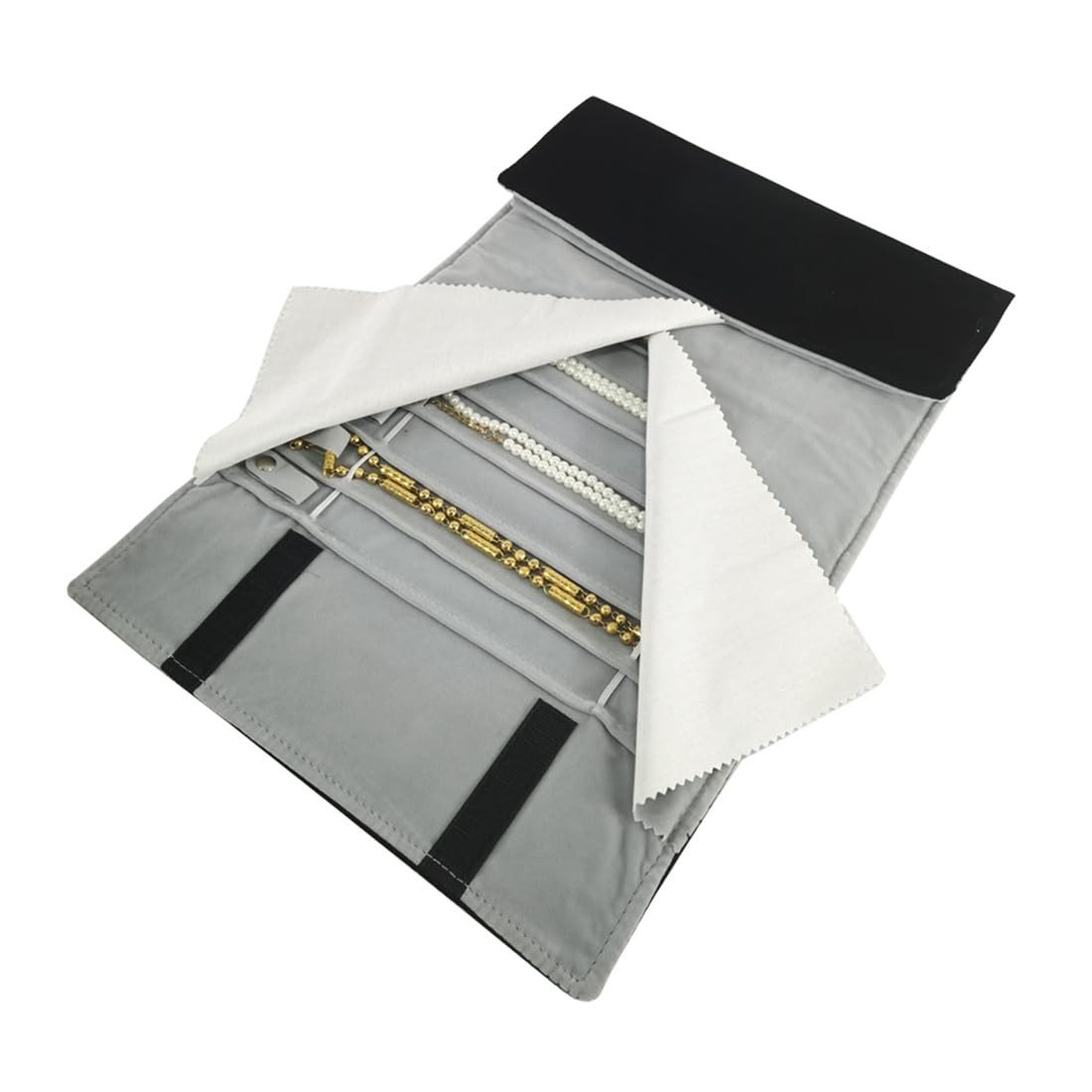 Portable Jewelry Roll Untangled Secure Necklace Travel Storage Bag Displays H…