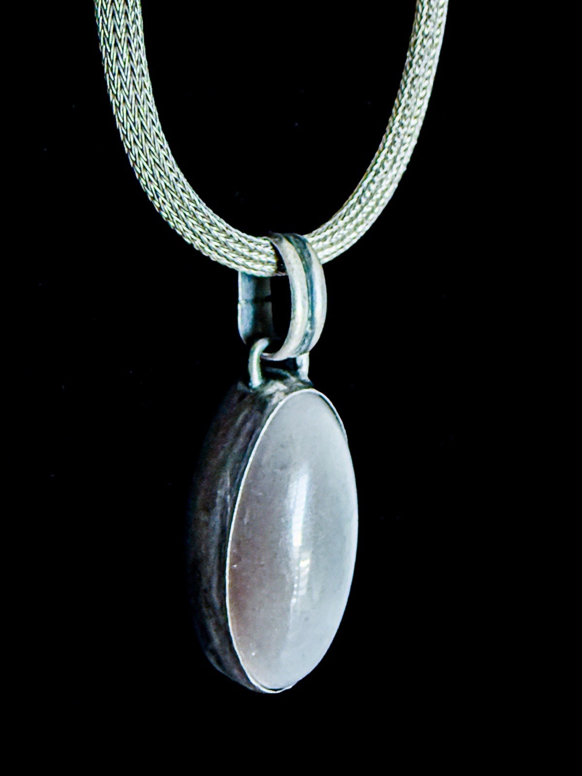 925 Silver Necklace w Moonstone Pendant – w 10K Gold Accents, 1.1 oz