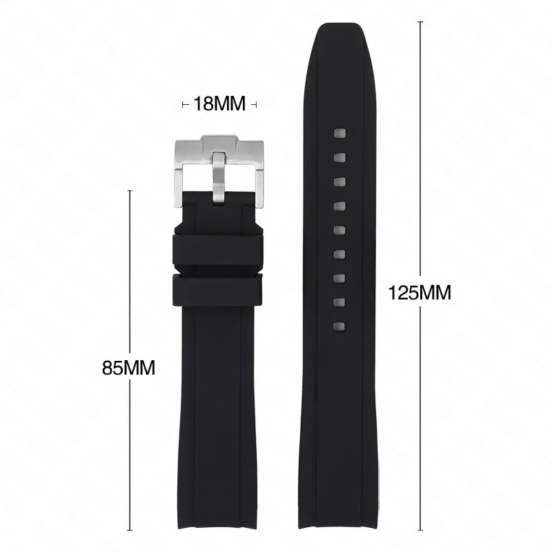 Curved End Rubber Strap 18/19/20/21/22mm Universal Silicone Watch Band Soft Spor