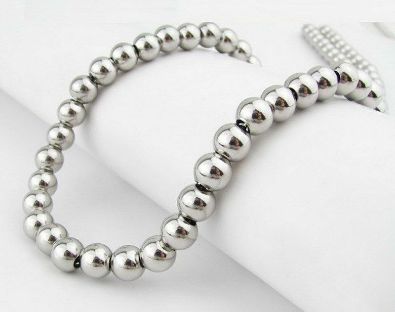 6/8/10mm Women Men’s 316L Stainless Steel Rosary Beads Chain Necklace 16-40inch