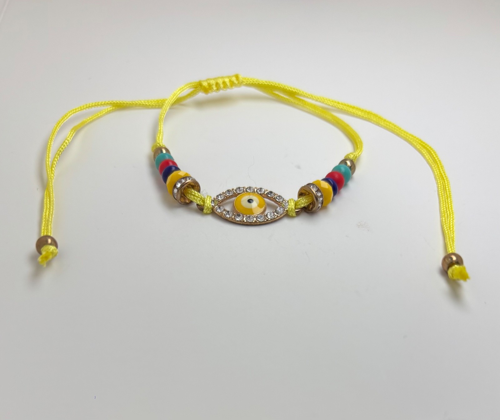Evil Eye Bracelet Adjustable Handmade Cord Bracelet Colorful Beaded Protection L
