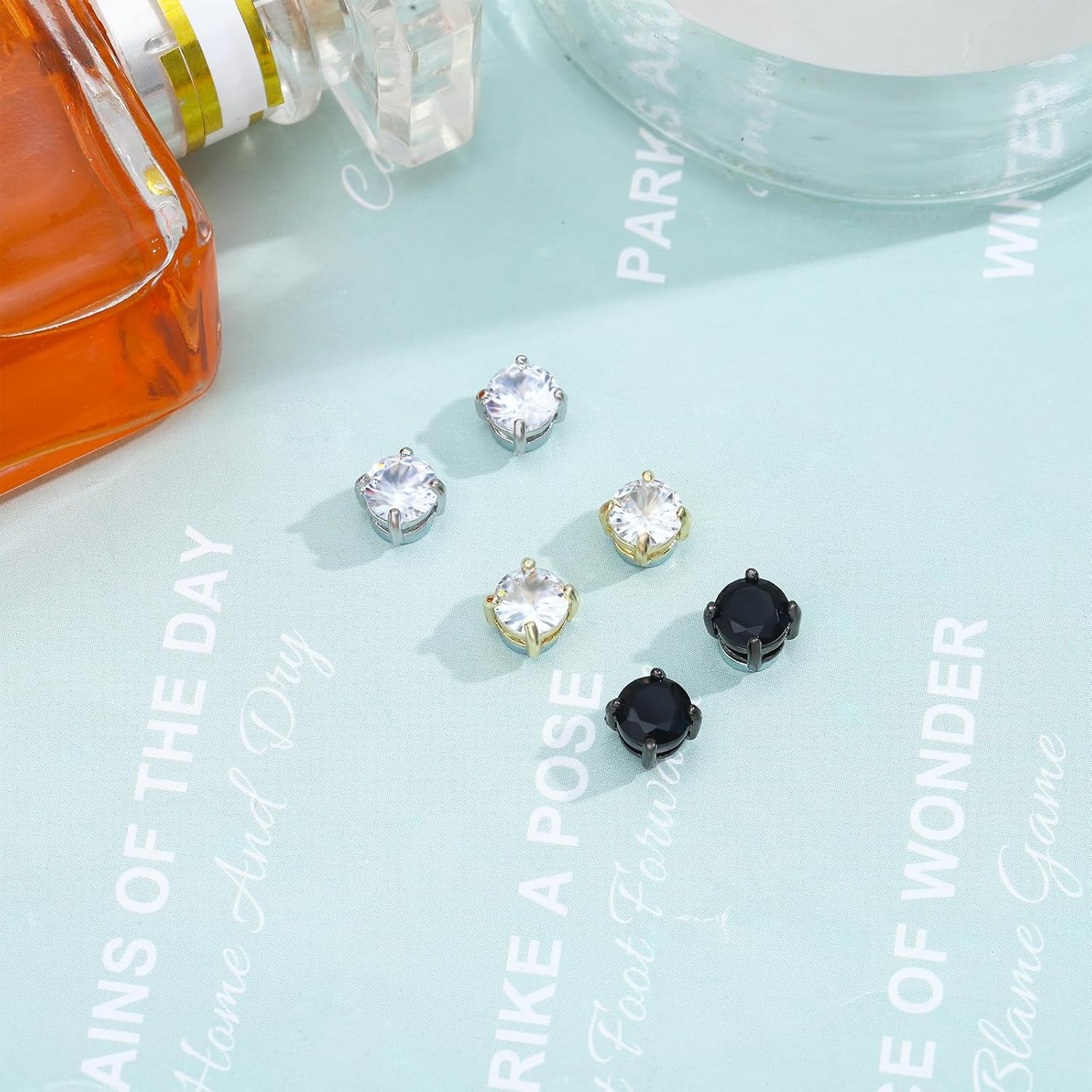 6 Pairs Stainless Steel Magnetic Stud Earrings for Men Clip on Earring Magnetic