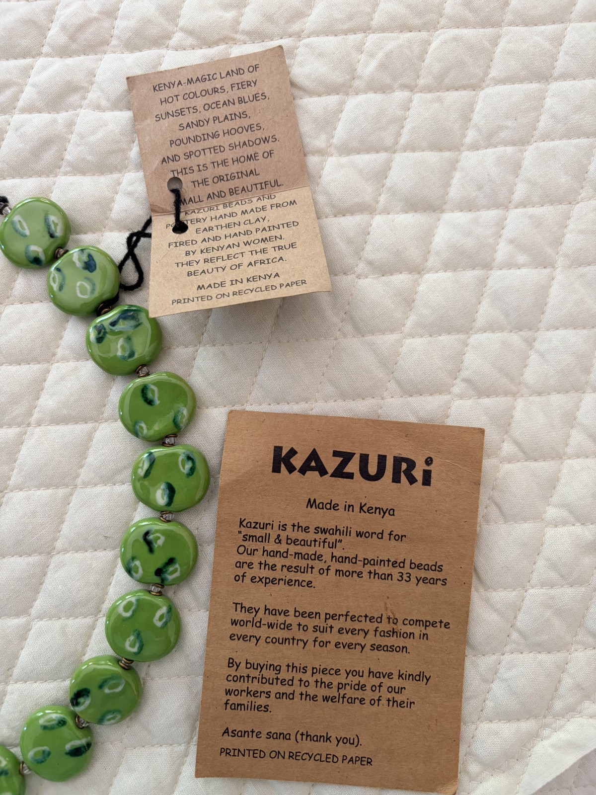 Kazuri Kenya Hand Crafted , Fair Trade 18″ Beaded Necklace NWT
