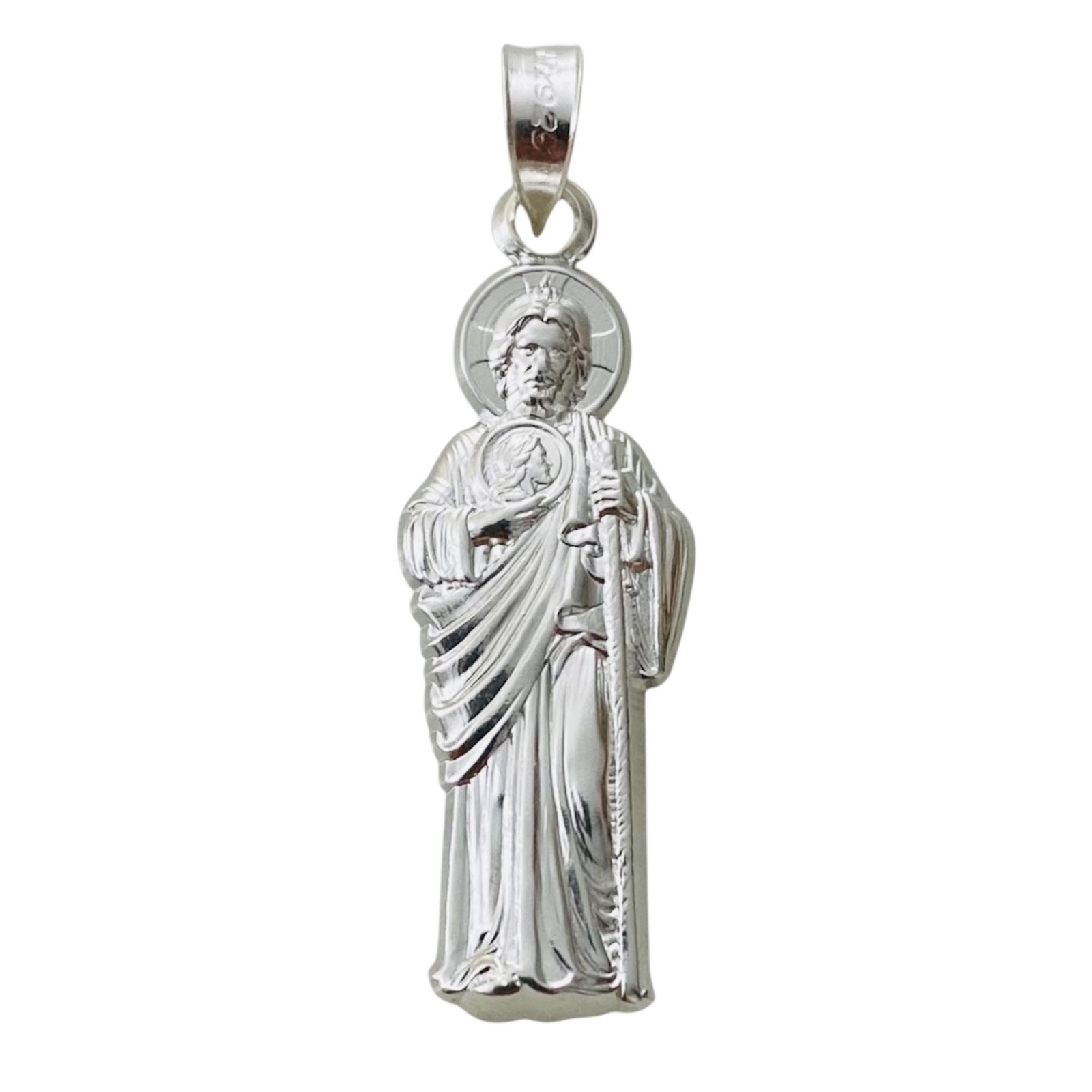 Real 925 Sterling Silver Saint Jude Pendant 1.5″ San Judas Charm – SN6