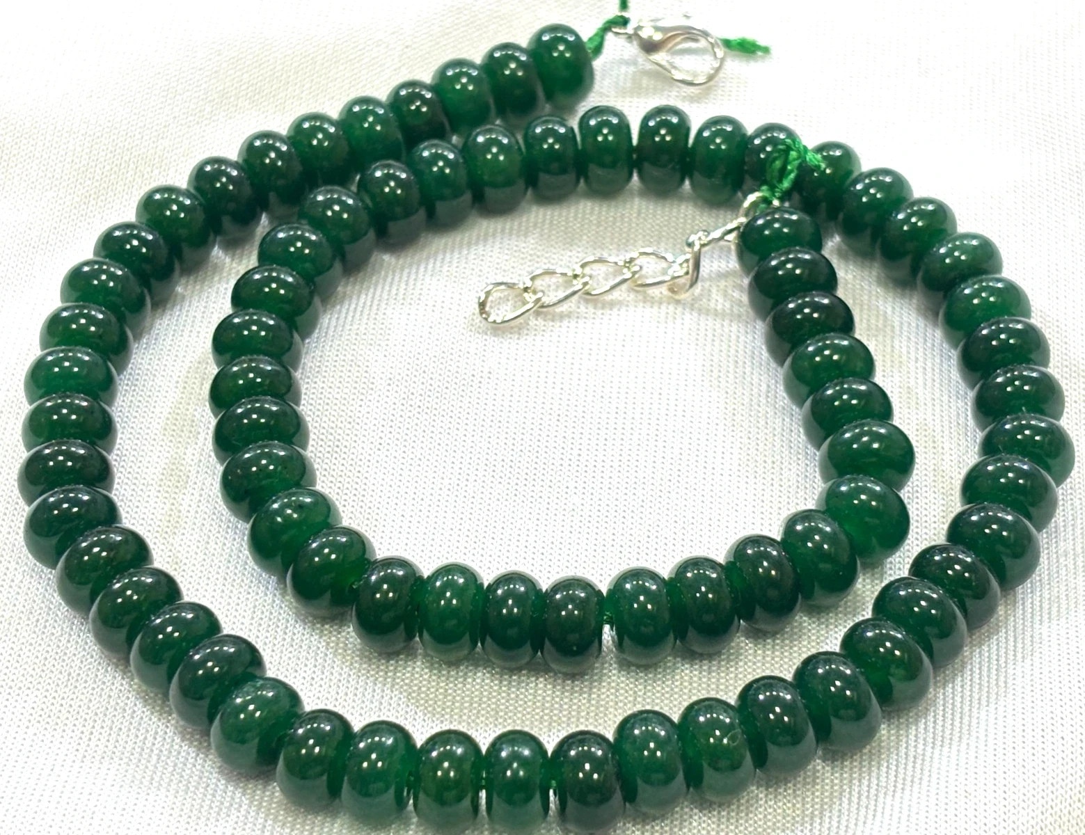 Emerald Rondelle Smooth Beads 24 Inch 8-9 mm 1 Necklace Gemstone