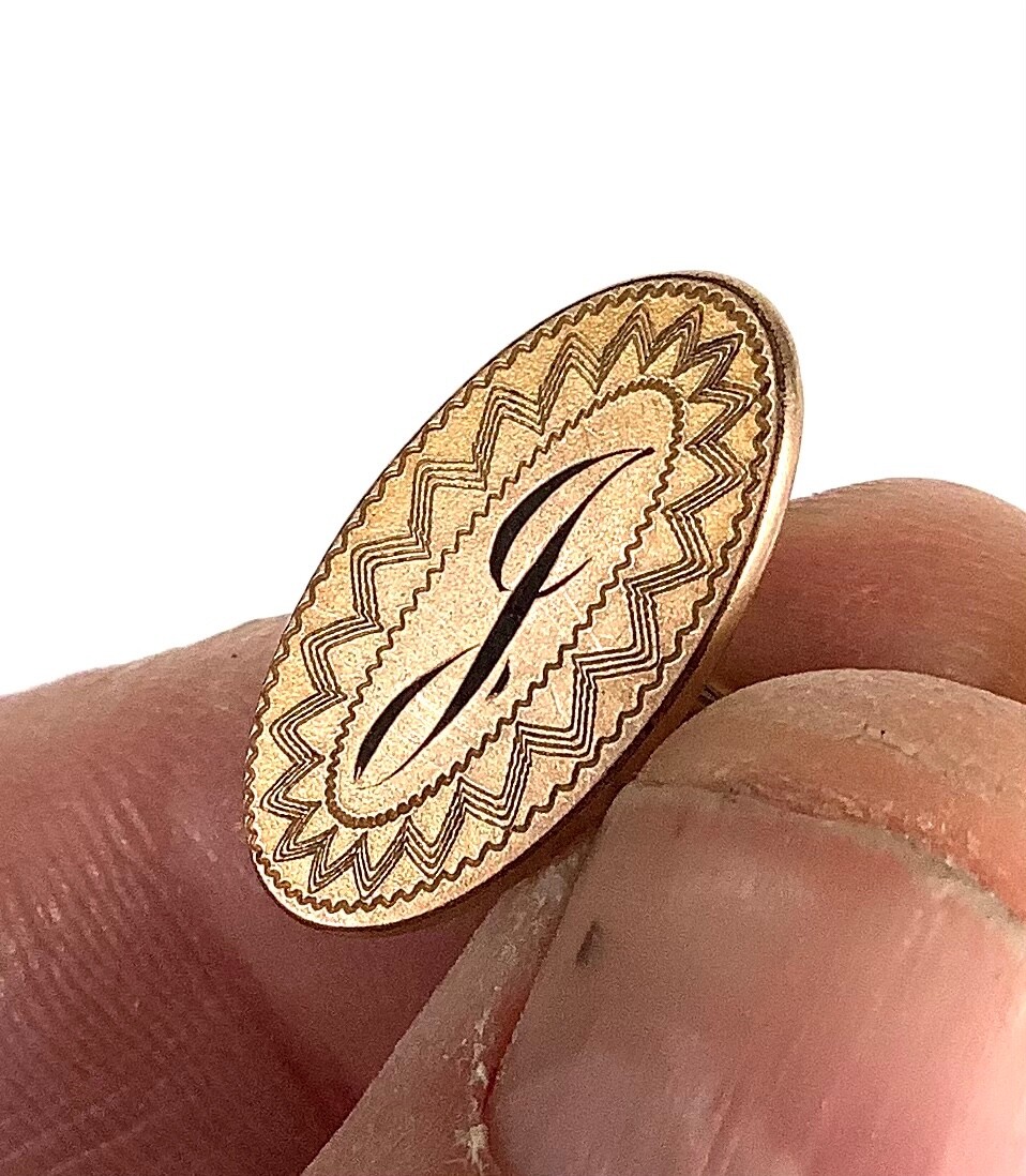 Eirar & Co. Gold Color Cufflink Monogram Initial J ** Vtg E Ira Richards Co
